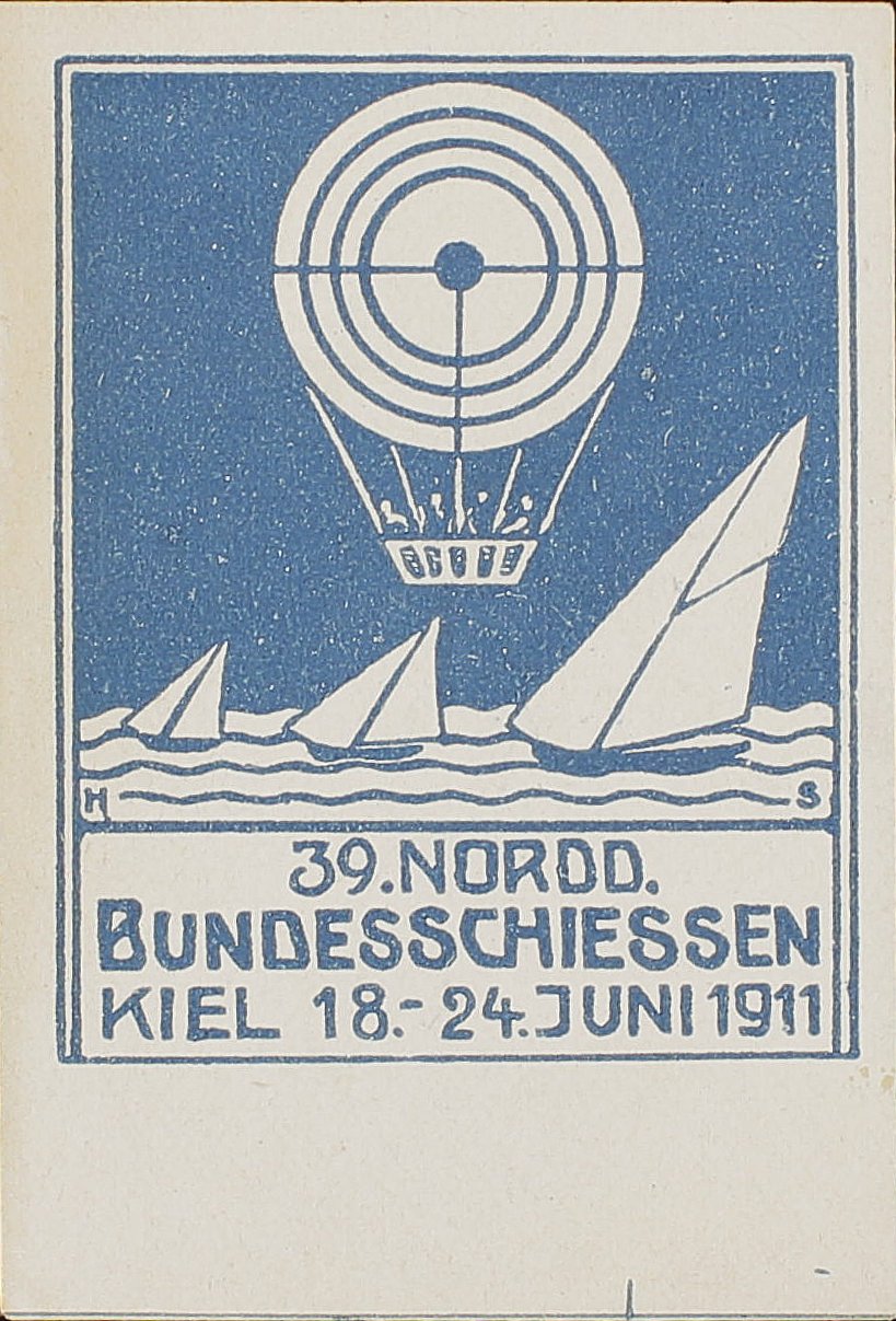 Reklarmemarke "Bundesschießen Kiel", 1911 (Rheinisches Schützenmuseum Neuss CC BY-NC-SA)
