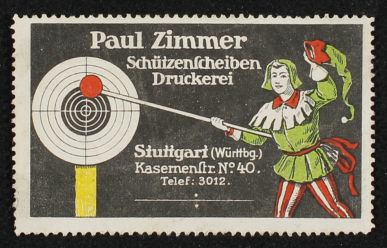 Reklamemarke "Paul Zimmer" (Rheinisches Schützenmuseum Neuss CC BY-NC-SA)