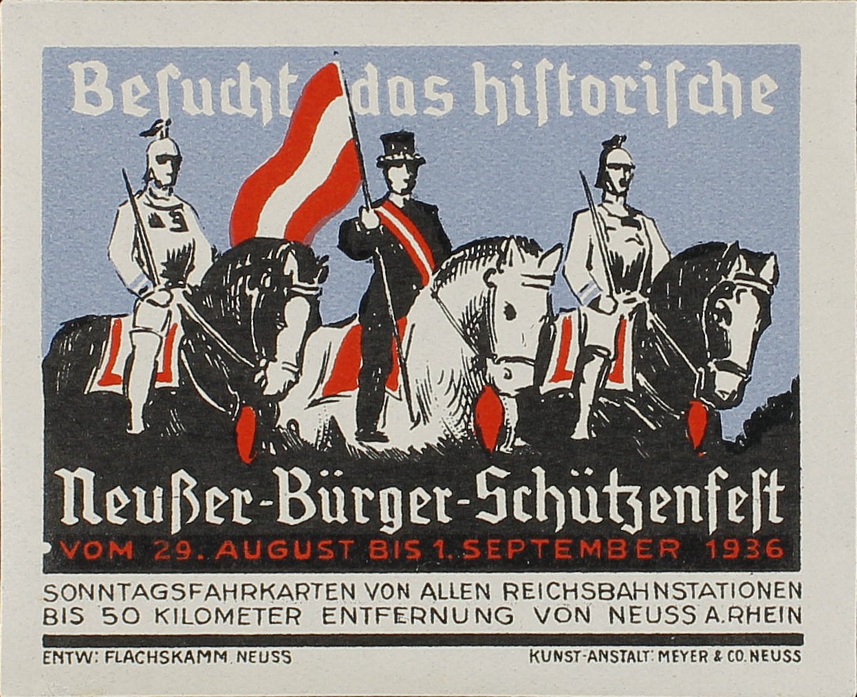 Reklamemarke "Schützenfest Neuss", 1936 (Rheinisches Schützenmuseum Neuss CC BY-NC-SA)