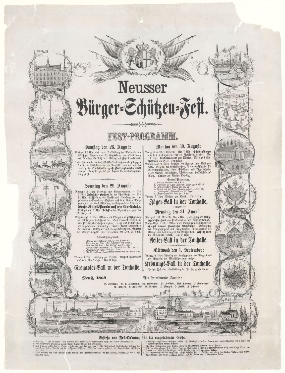 Festplakat Neusser Schützenfest von 1869 (Rheinisches Schützenmuseum Neuss CC BY-NC-SA)