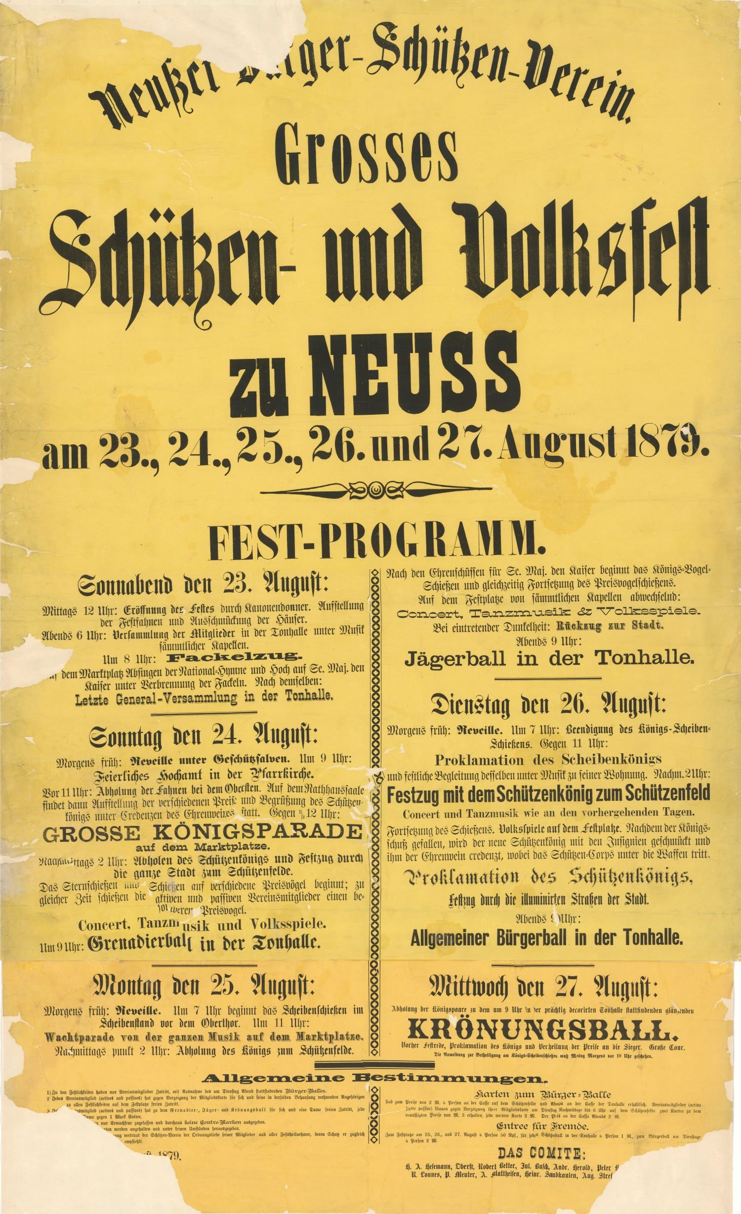 Festplakat Schützenfest Neuss 1879 (Rheinisches Schützenmuseum Neuss CC BY-NC-SA)