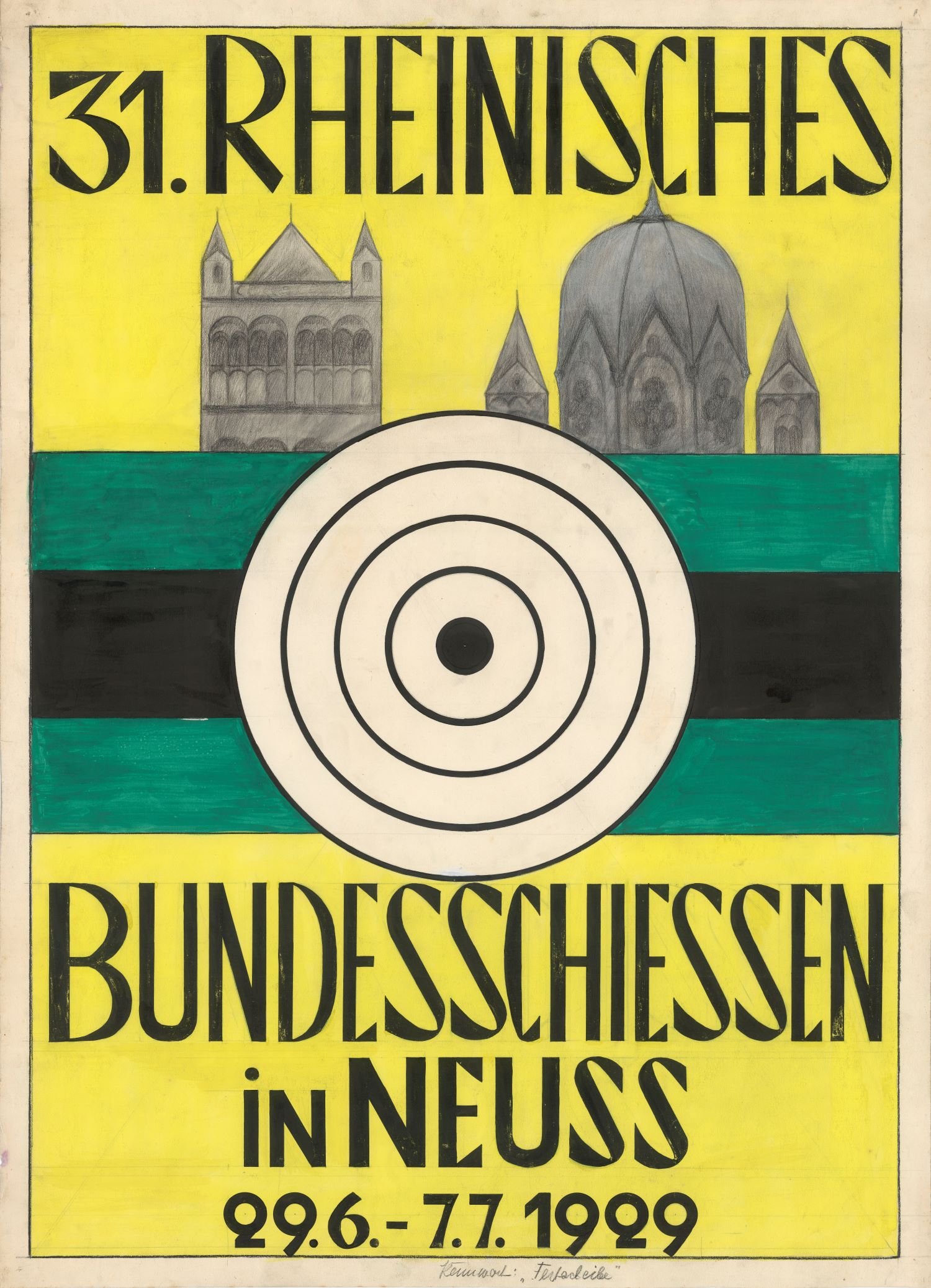 Festplakat Rheinisches Bundesschießen 1929 EntwurfNeuss 1929 (Rheinisches Schützenmuseum Neuss CC BY-NC-SA)