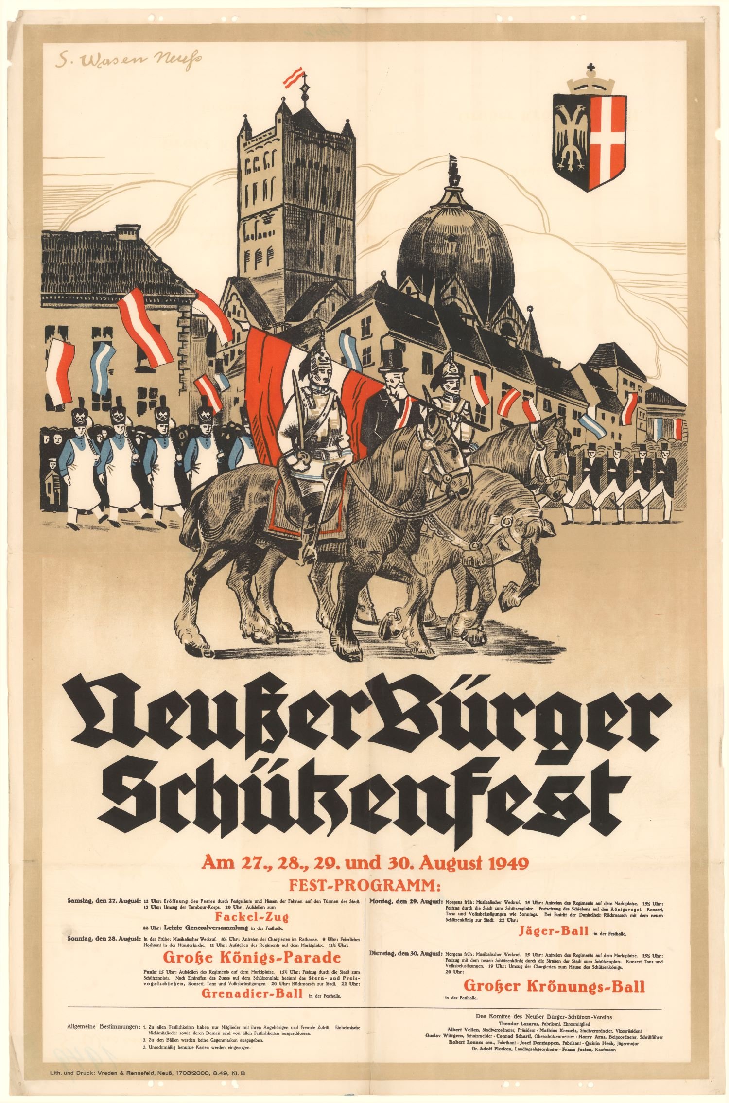 Festplakat Neusser Schützenfest von 1949 (Rheinisches Schützenmuseum Neuss CC BY-NC-SA)