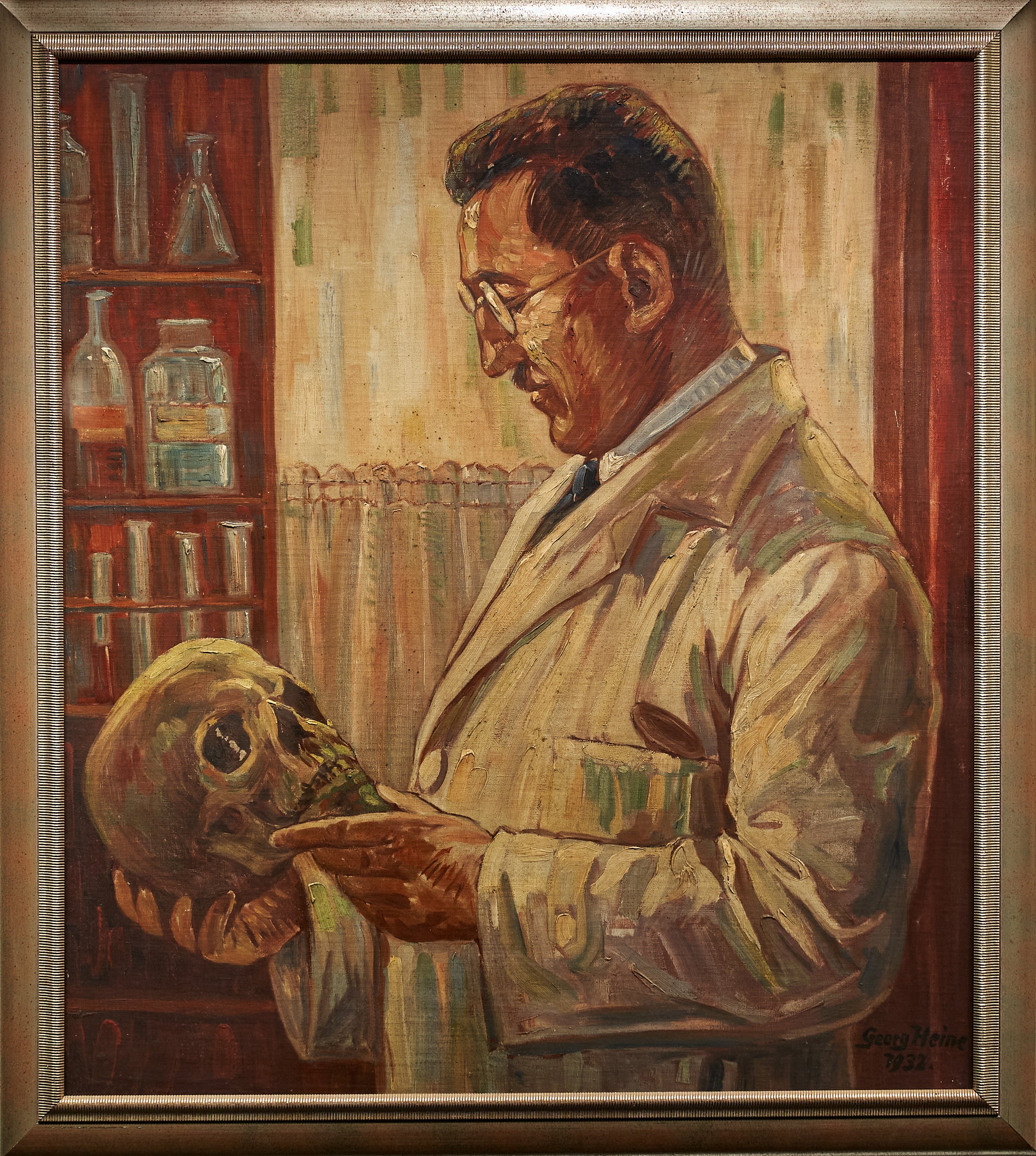 Georg Heine: Arztporträt mit Totenkopf (Wilhelm-Fabry-Museum CC BY-NC-SA)