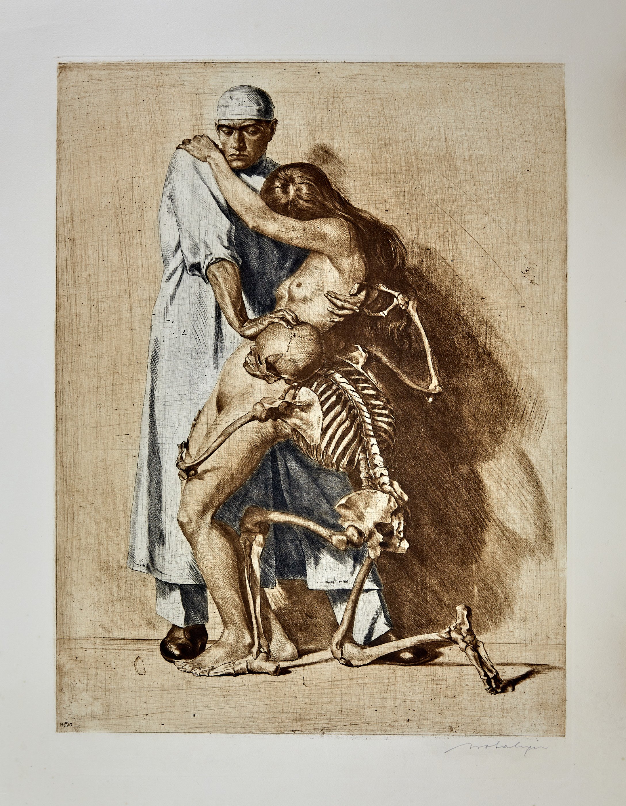 Ivo Saliger: Chirurg und Tod im Kampf um eine Frau (1921) (Wilhelm-Fabry-Museum CC BY-NC-SA)