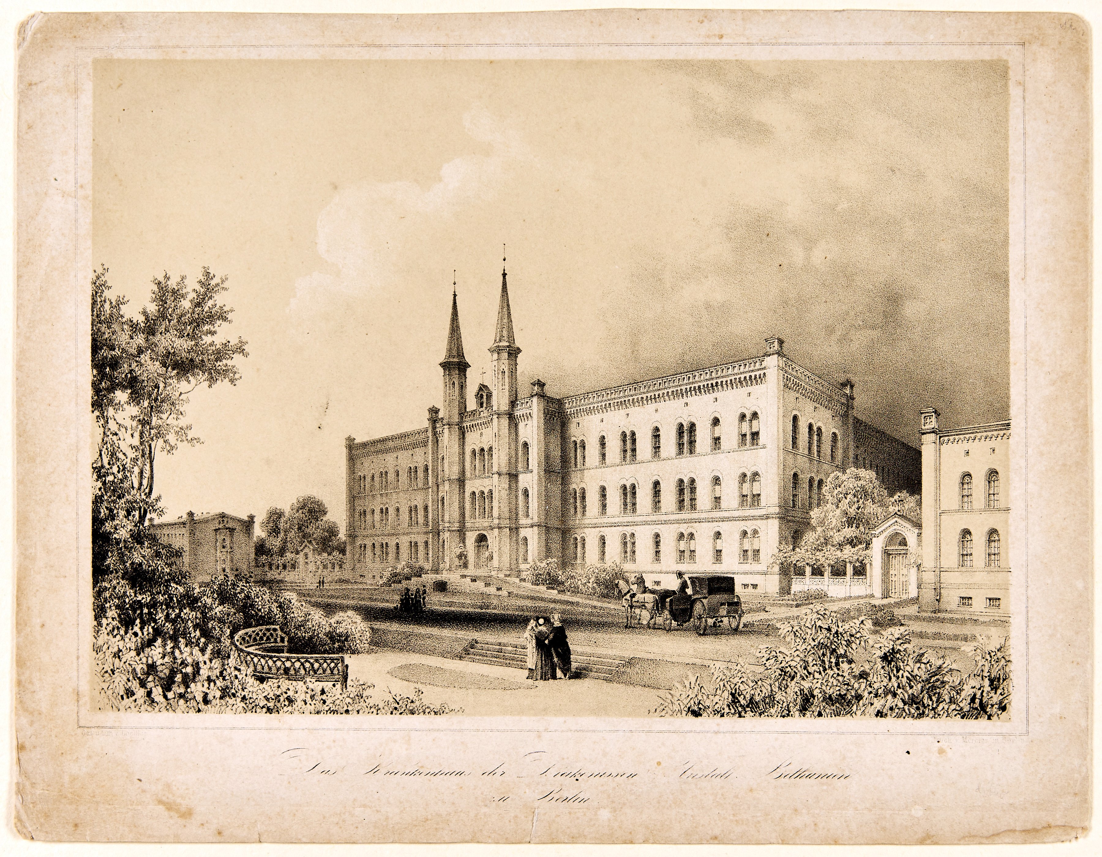 Das Krankenhaus Bethanien zu Berlin/Lithografie (Wilhelm-Fabry-Museum CC BY-NC-SA)