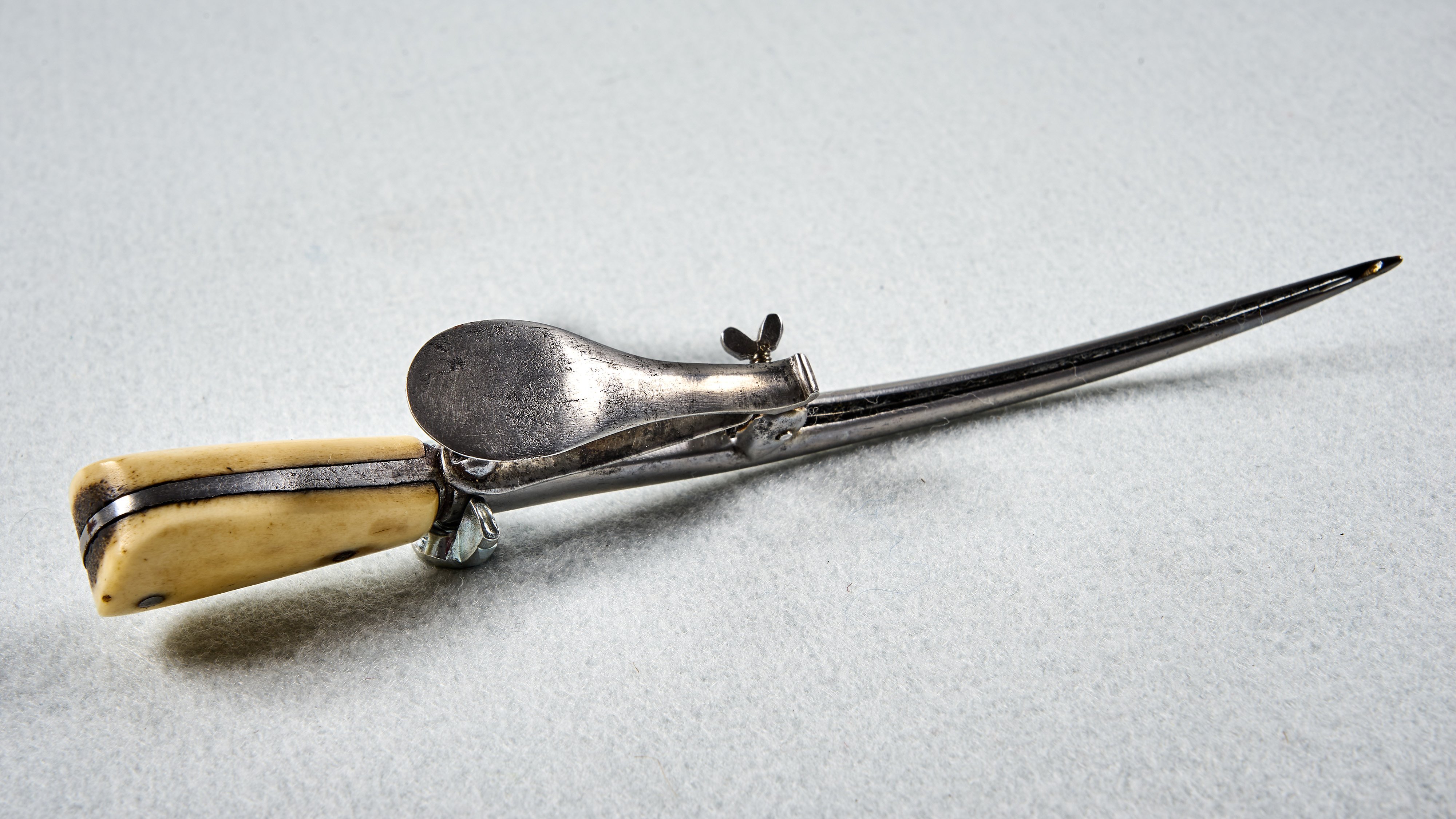 Urethrotom mit Elfenbeingriff, Mitte 17. Jahrhundert (Wilhelm-Fabry-Museum CC BY-NC-SA)