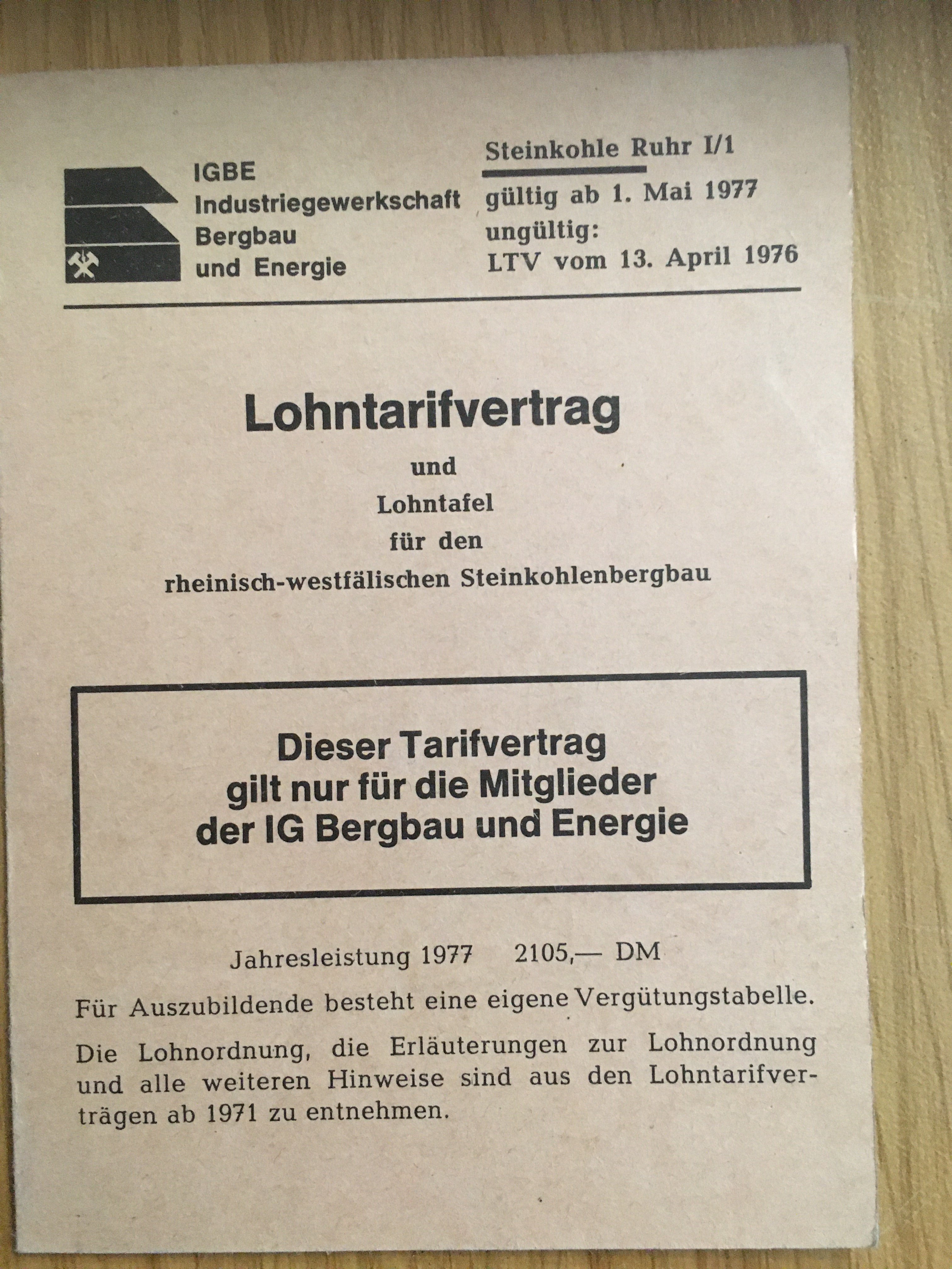 Tarifvertrag (Besucherbergwerk und Bergbaumuseum "Grube Silberhardt" CC BY-NC-SA)