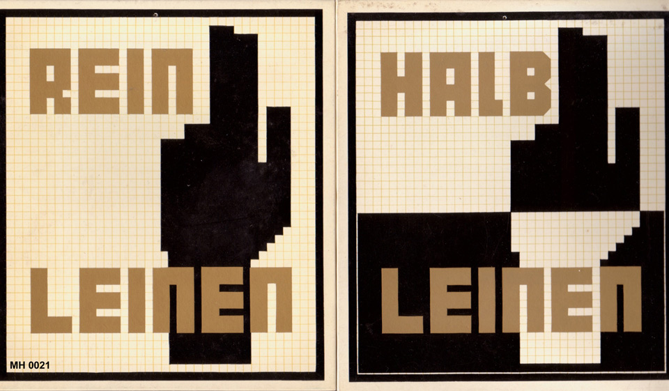 Konvolut 2 Werbeschilder "Reinleinen" und "Halbleinen" (Museum Herxheim CC BY-NC-SA)
