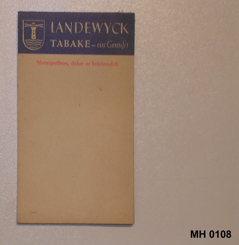 Notizblock "Landewyck Tabake" (Museum Herxheim CC BY-NC-SA)