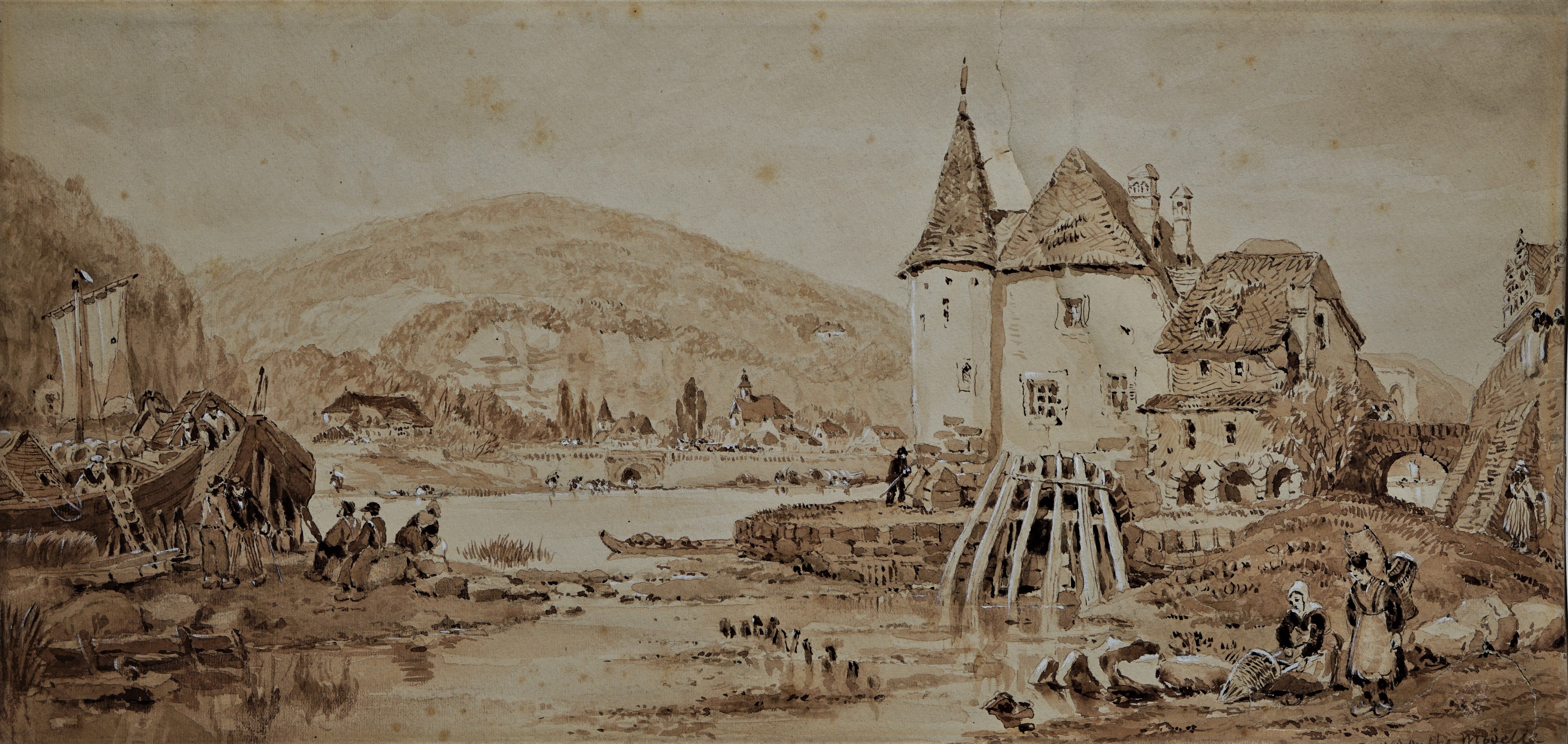 Ansicht der Mosel bei Trier mit Martinsmühle (Stadtmuseum Simeonstift Trier CC BY-NC-ND)