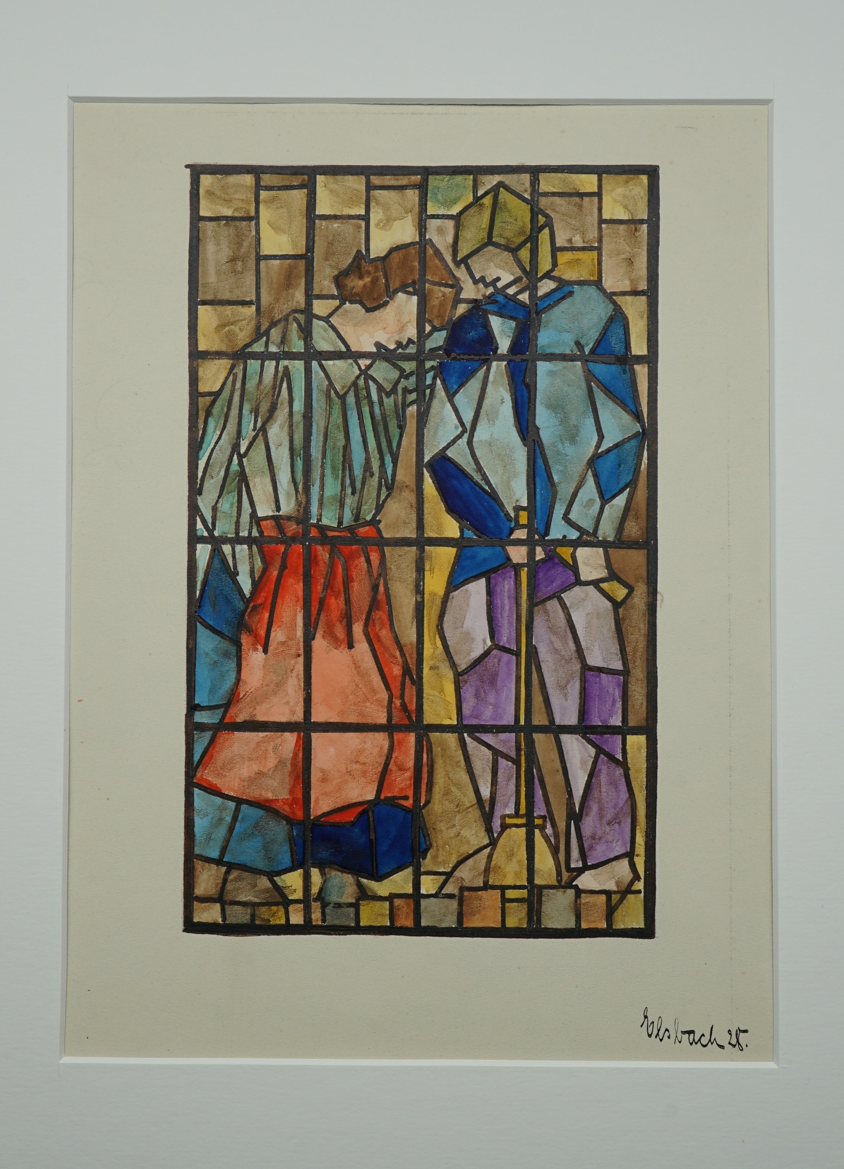 Entwurf für eine Glasmalerei - Stilisierte Darstellung eines Paares (Stadtmuseum Simeonstift Trier CC BY-NC-ND)