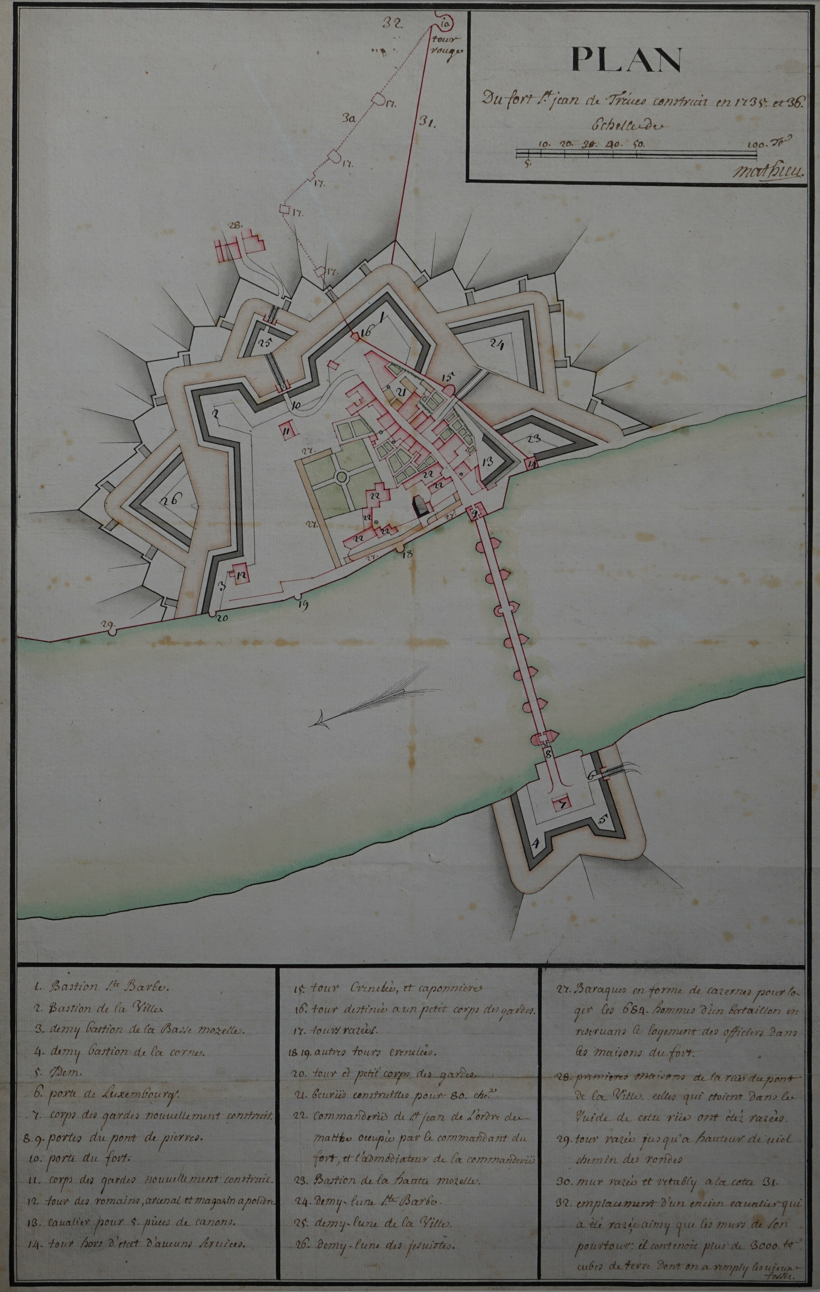 Grundriss des 1735 und 1736 in Trier errichteten Forts St. Jean (Stadtmuseum Simeonstift Trier CC BY-NC-ND)