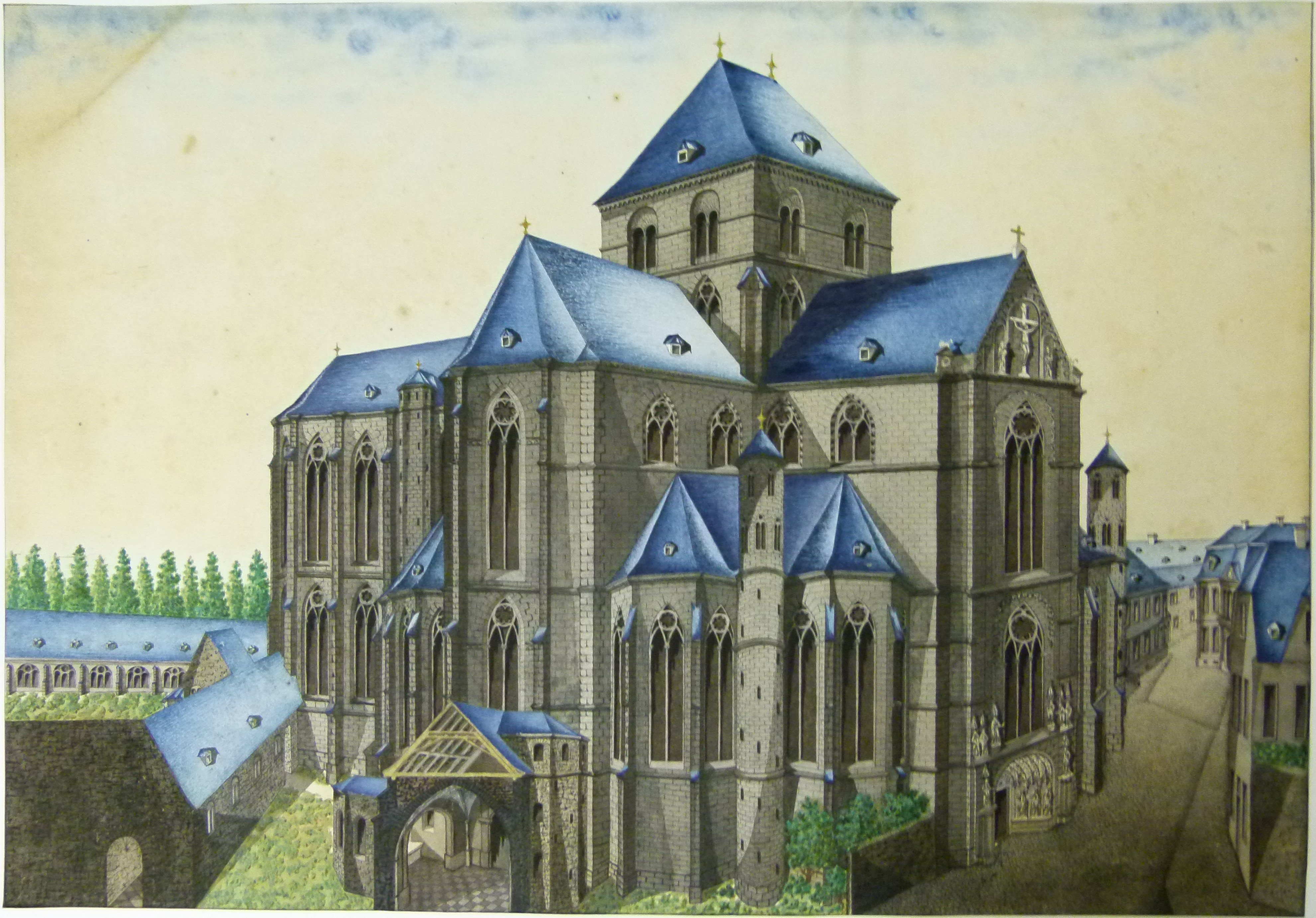 Die Trierer Liebfrauenkirche von Nordwesten (Stadtmuseum Simeonstift Trier CC BY-NC-ND)