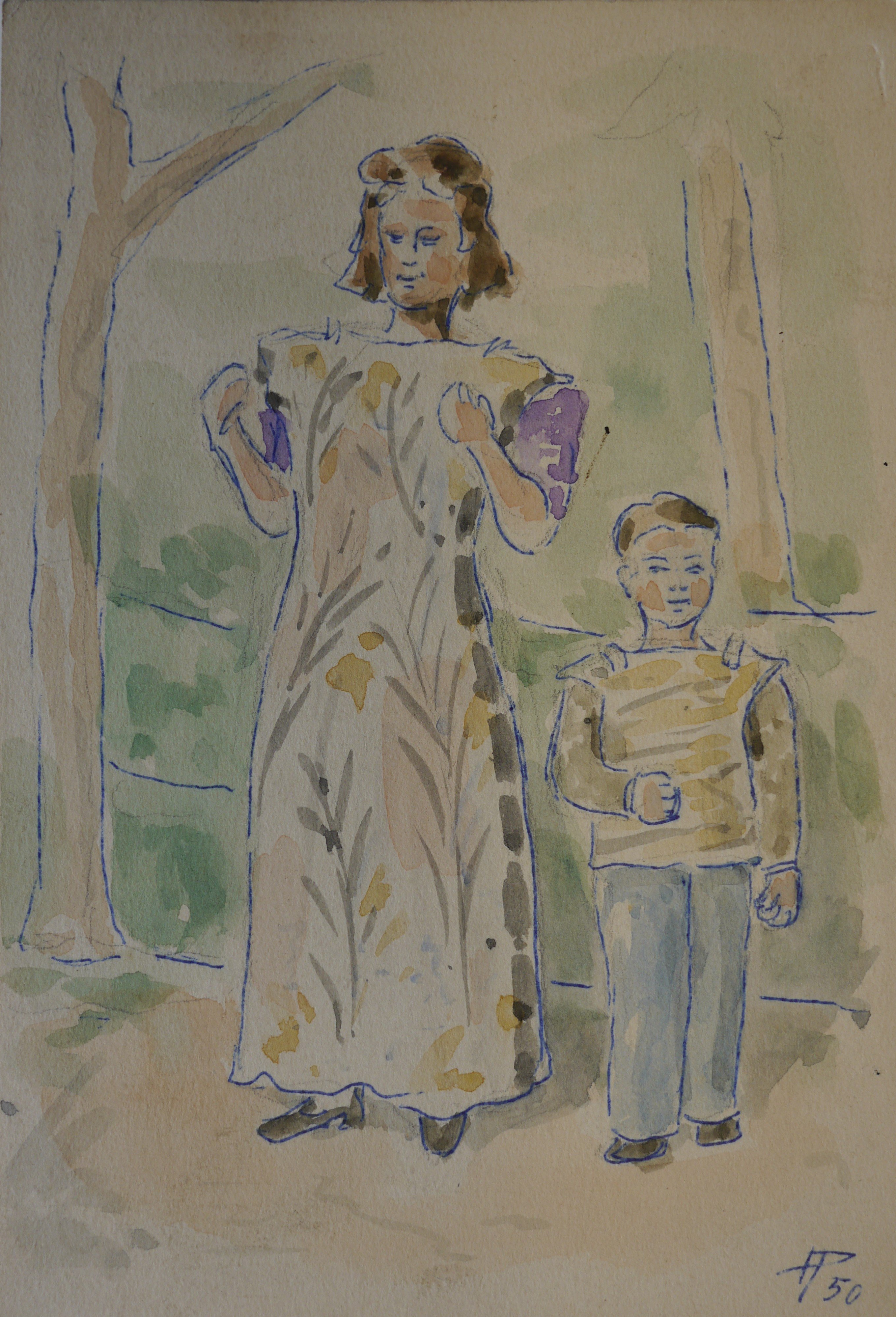 Porträt einer jungen Frau, eventuell Elise Proppe mit Sohn (Stadtmuseum Simeonstift Trier CC BY-NC-ND)