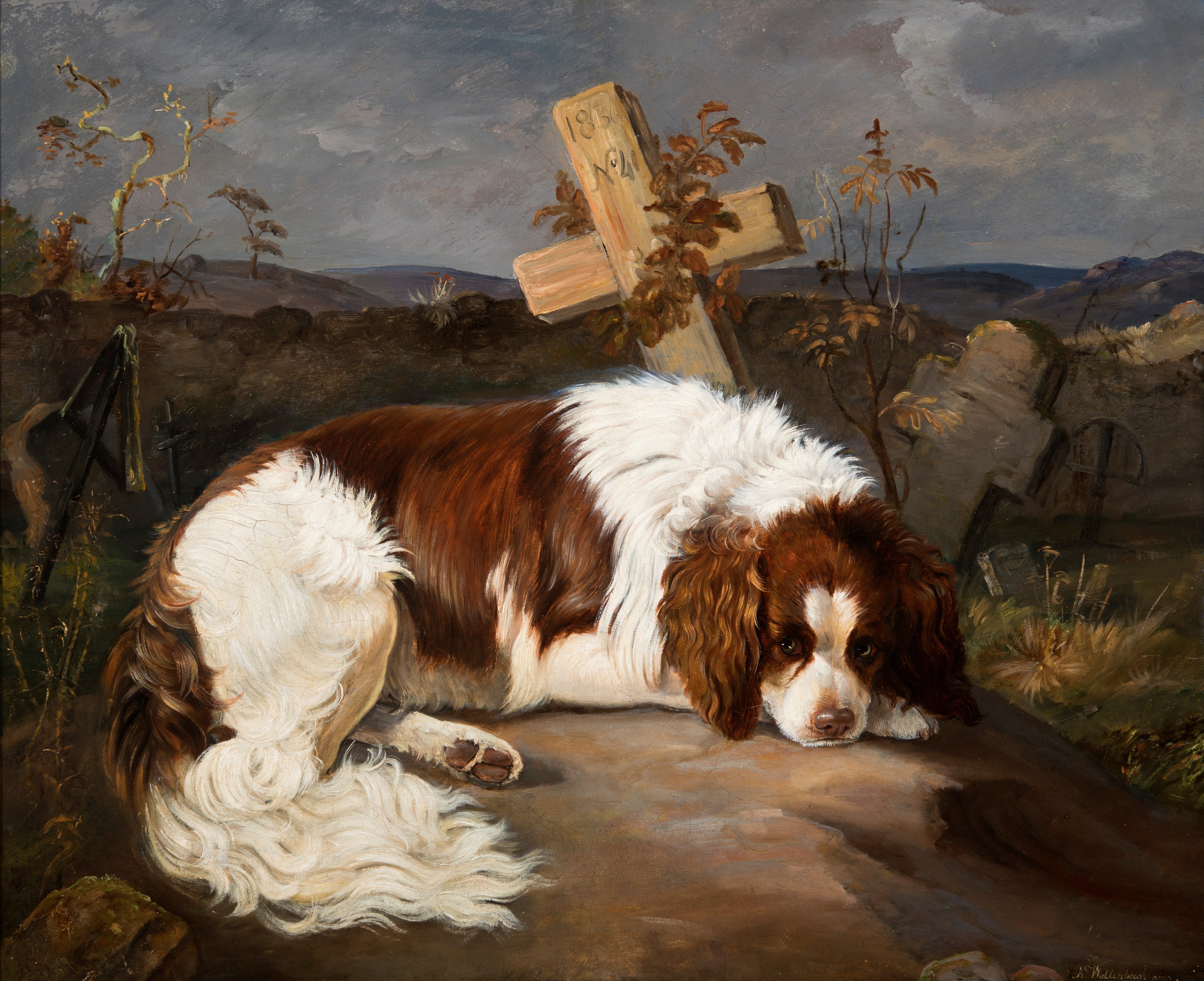 Hund auf dem Grab seines Herrn (Stadtmuseum Simeonstift Trier CC BY-NC-ND)