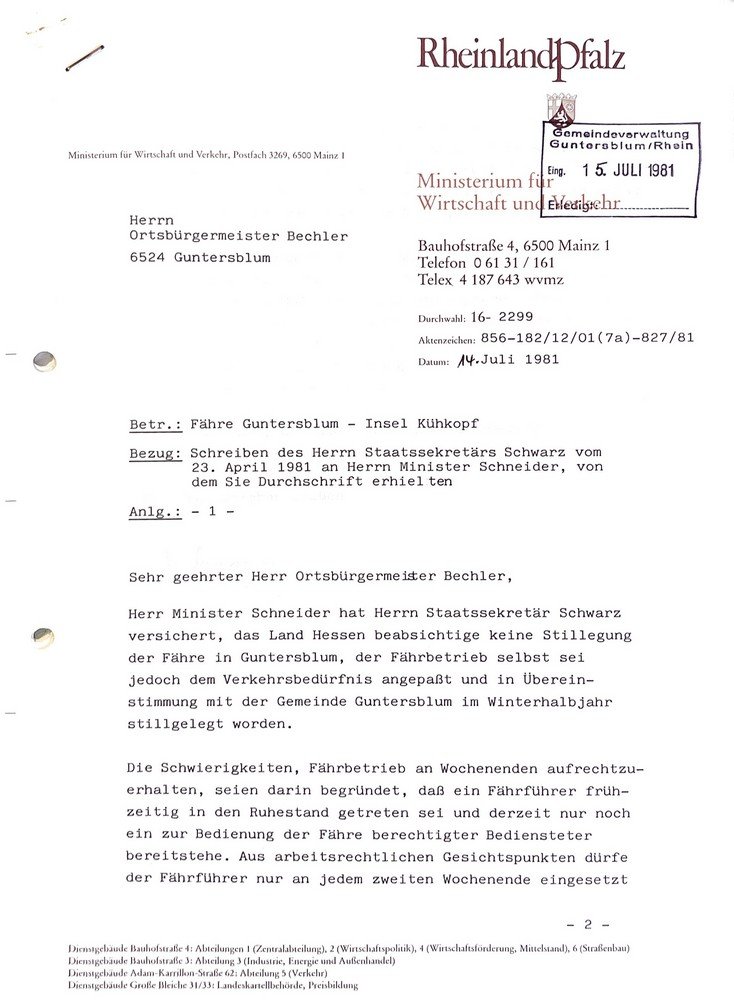 Akten Kühkopf Fähre von 1980 bis 1981 (Kulturverein Guntersblum CC BY-NC-SA)
