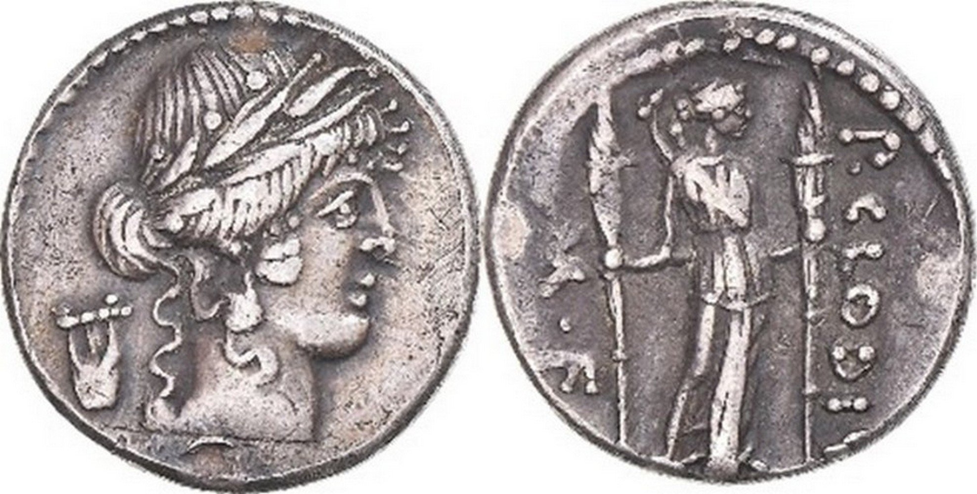 römische Münze -silberner Denar (Kulturverein Guntersblum CC BY-NC-SA)