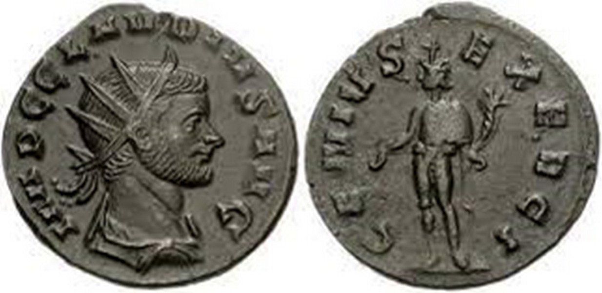 römische Münze - kupferner Antoninian - Marcus Aurelius Claudius (Kulturverein Guntersblum CC BY-NC-SA)
