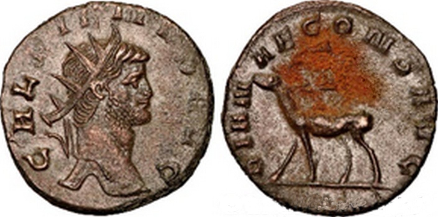 römische Münze - kupferner Antoninian - Gallienus (Kulturverein Guntersblum CC BY-NC-SA)