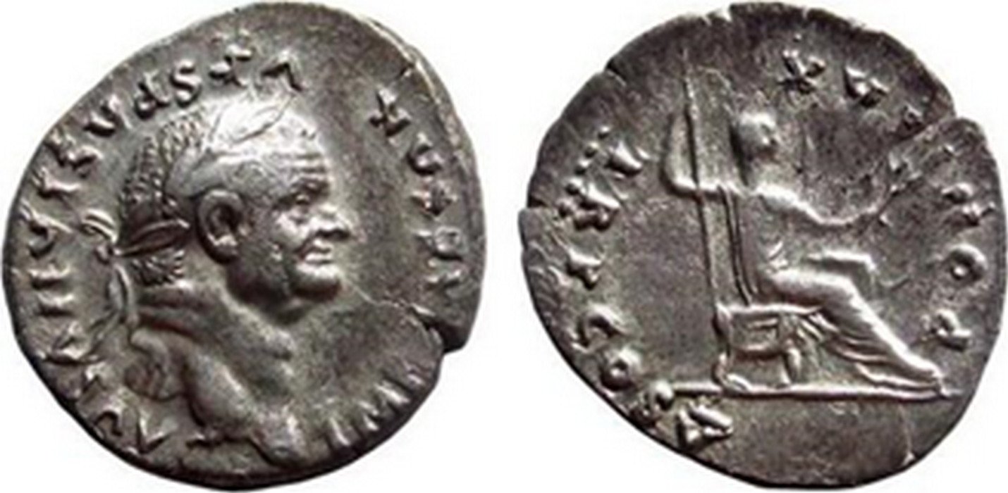 römische Münze -kupferner As - Vespasian (Kulturverein Guntersblum CC BY-NC-SA)