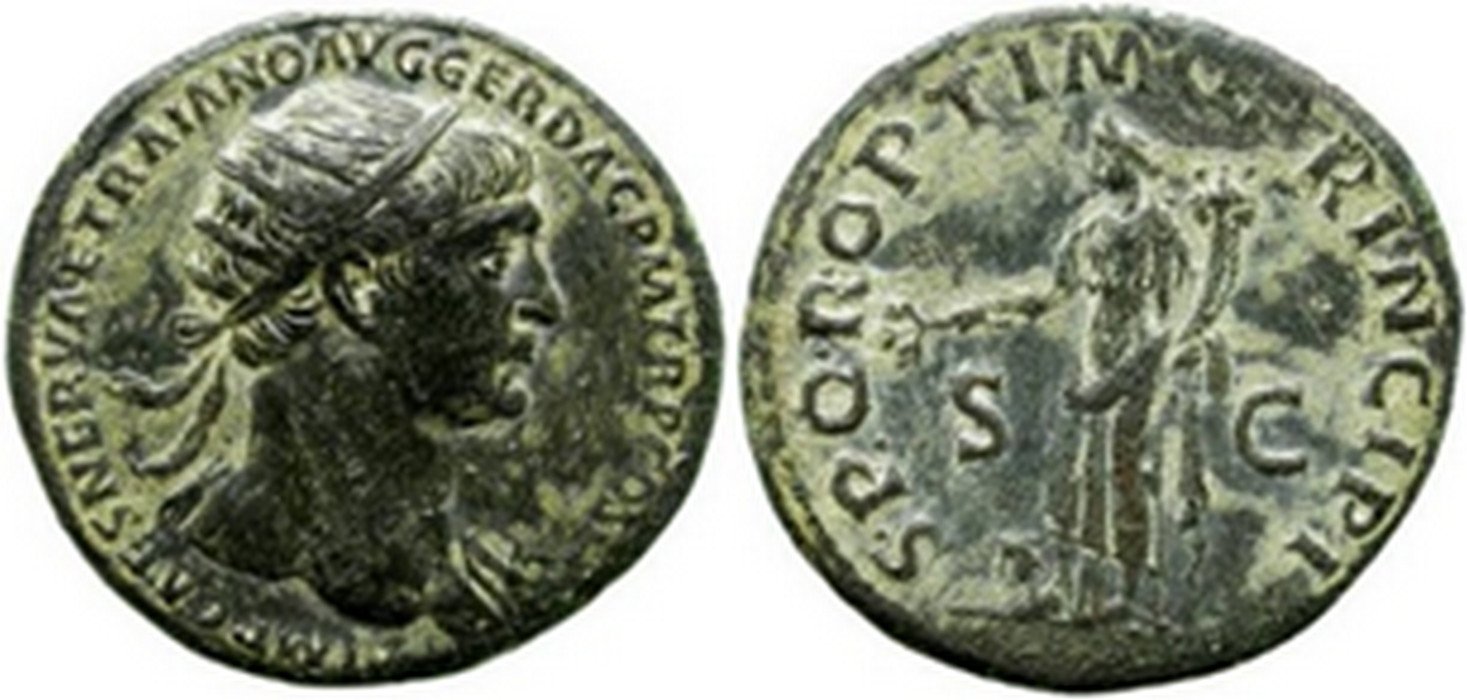 römische Münze - bronzener Dupondius (Kulturverein Guntersblum CC BY-NC-SA)