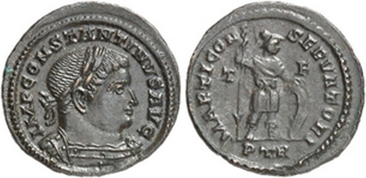 römische Münze aus Kupfer - Constantin I. (Kulturverein Guntersblum CC BY-NC-SA)