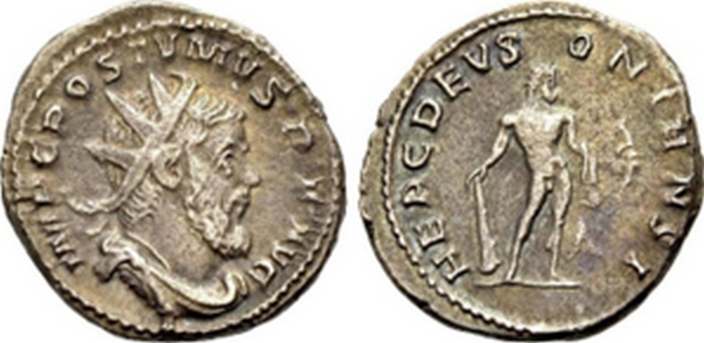 römische Münze -kupferner Antoninian - Postumus (Kulturverein Guntersblum CC BY-NC-SA)