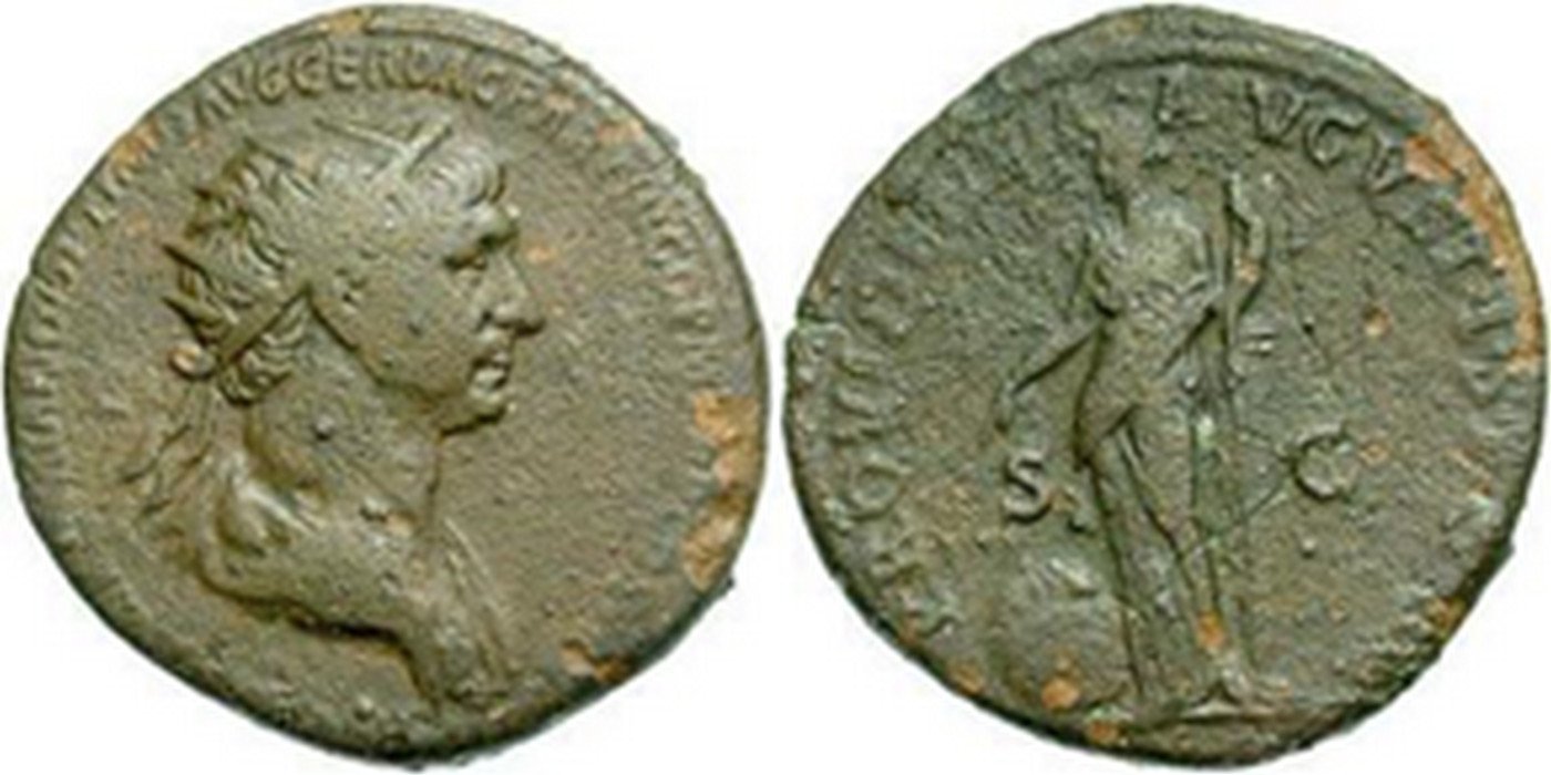 römische Münze - bronzener Sesterz (Kulturverein Guntersblum CC BY-NC-SA)