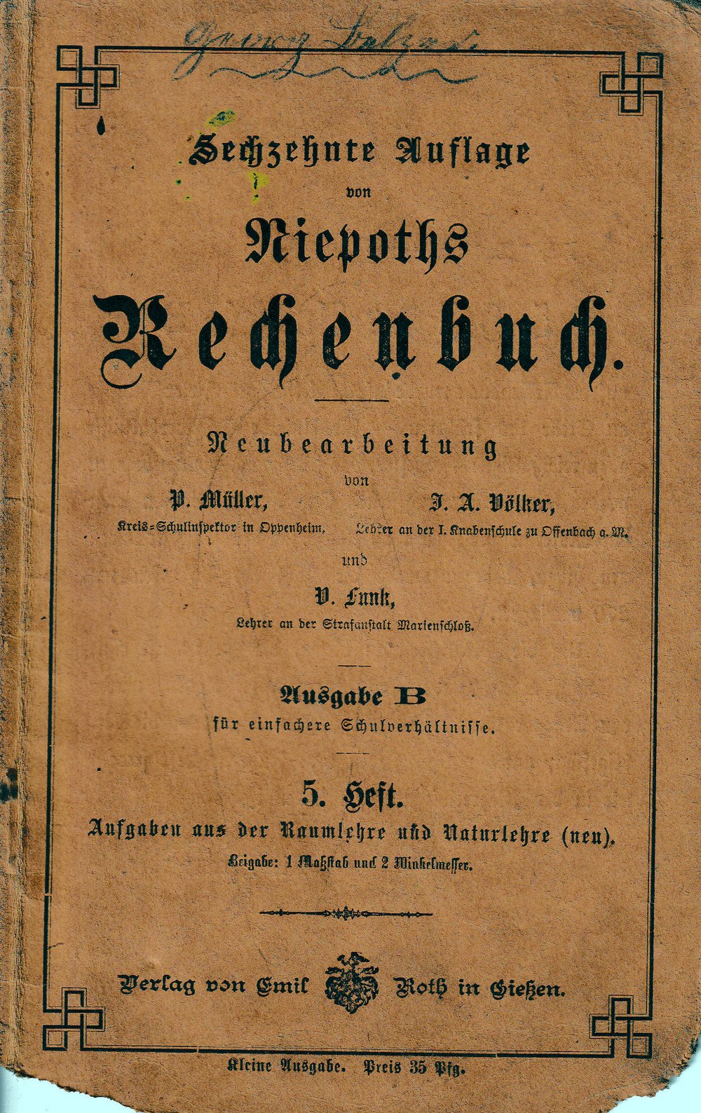 Niepoths Rechenbuch Ausgabe B, 5. Heft (Kulturverein Guntersblum CC BY-NC-SA)
