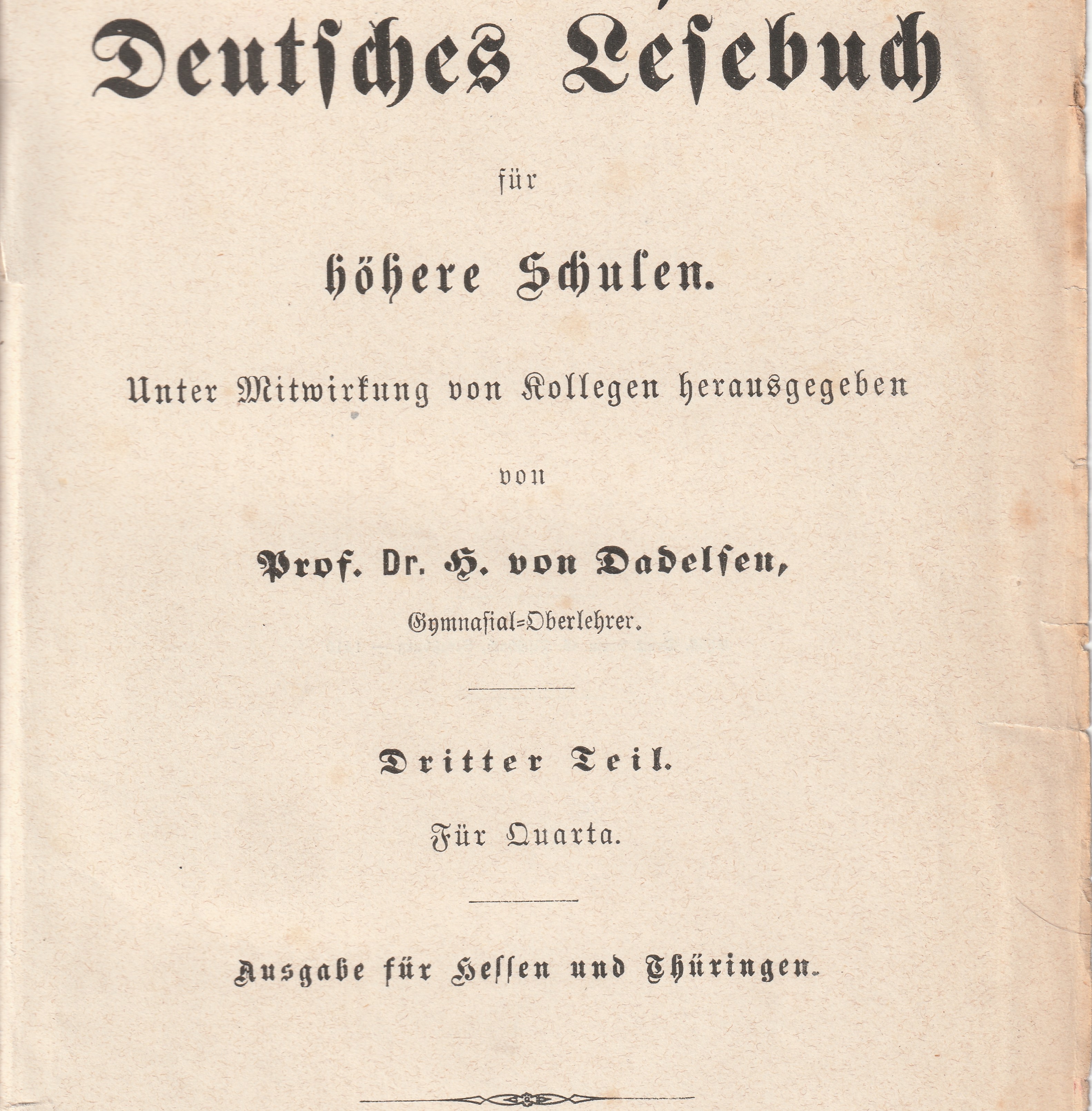 Deutsches Lesebuch für die höheren Schulen 1896 (Museum Guntersblum CC BY-NC-SA)