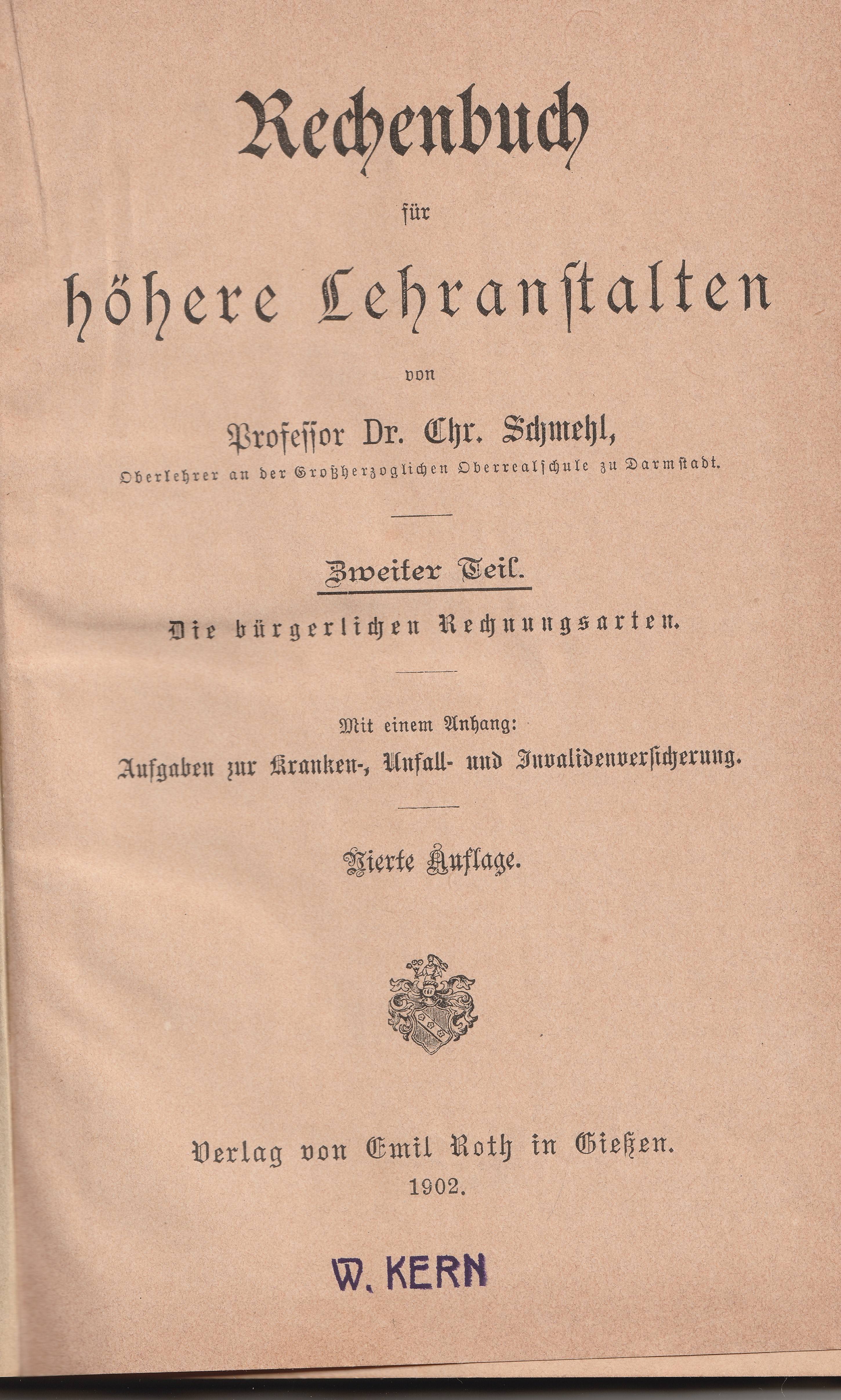 Rechenbuch für höhere Lehranstalten 1902 (Museum Guntersblum CC BY-NC-SA)