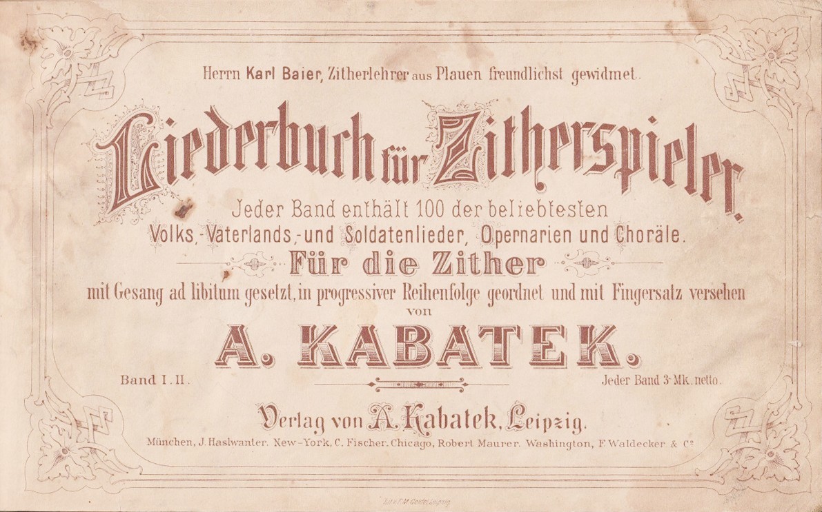 Liederbuch für Zitherspieler 1910 (Kulturverein Guntersblum CC BY-NC-SA)