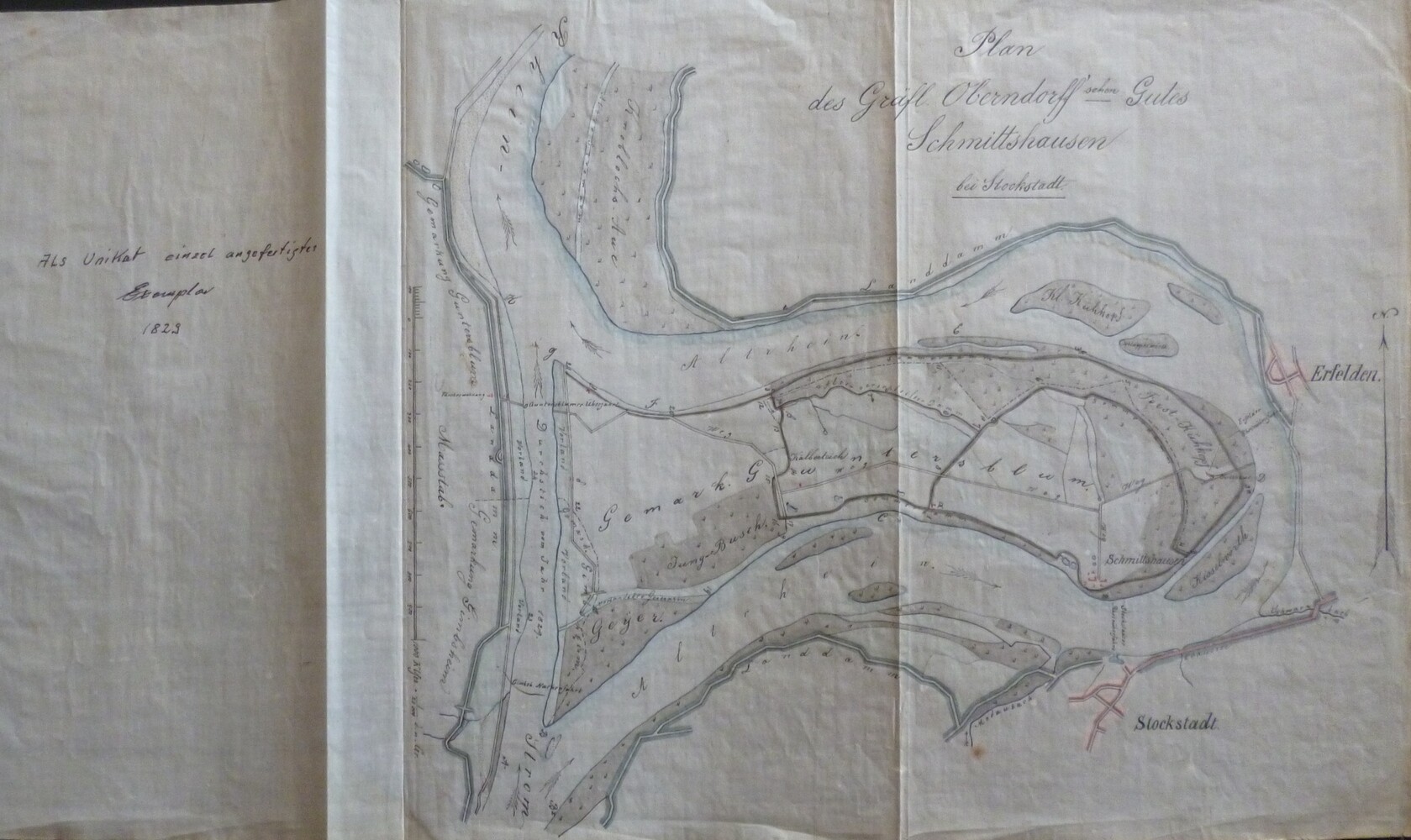 Plan des Gutes Schmittshausen 1829 (Kulturverein Guntersblum CC BY-NC-SA)