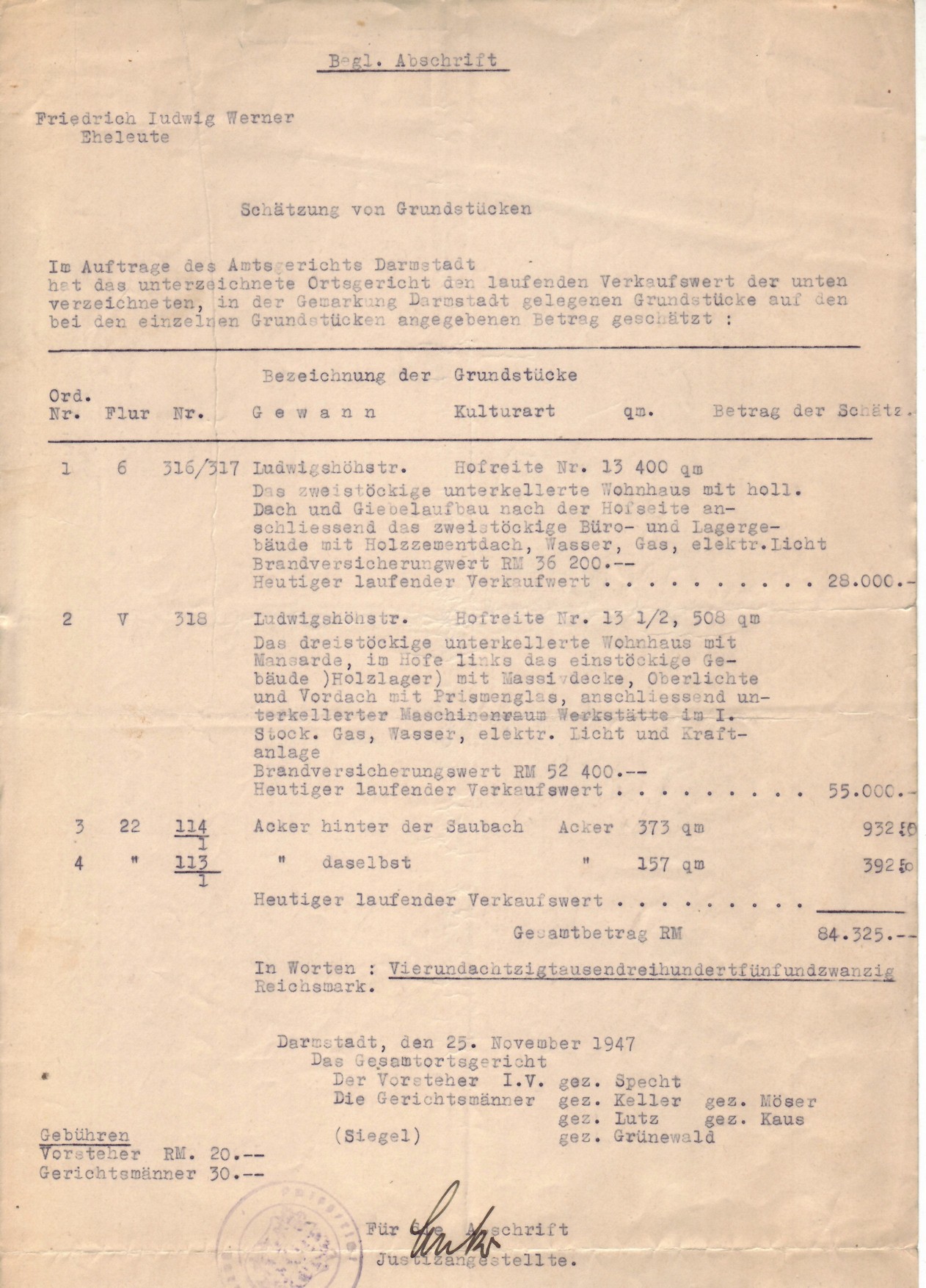 Nachlassverzeichnis des Ehepaar Werner (Kulturverein Guntersblum CC BY-NC-SA)