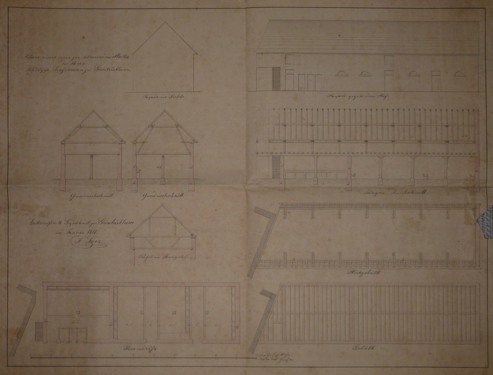 Bauplan Scheuer Graßmann 1859 (Kulturverein Guntersblum CC BY-NC-SA)