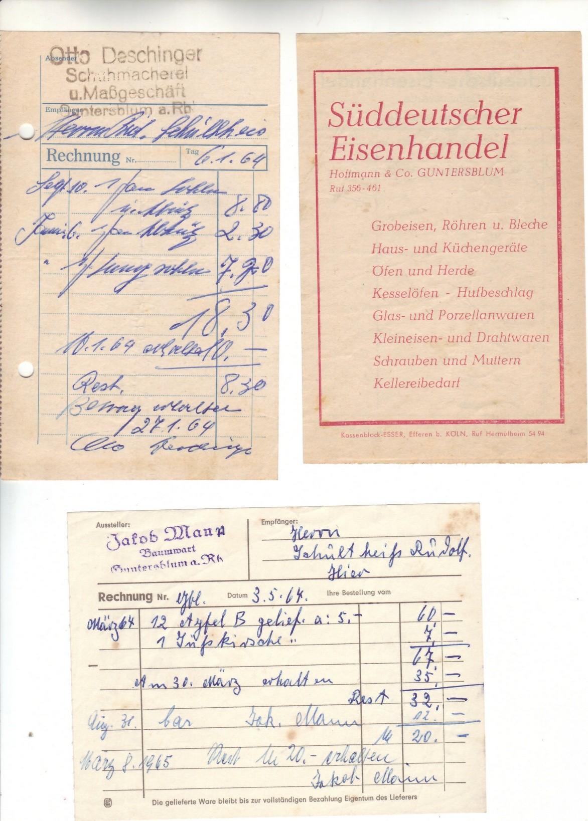 Schriftstücke Gewerbetreibende Guntersblum 1958-2011 (Kulturverein Guntersblum CC BY-NC-SA)
