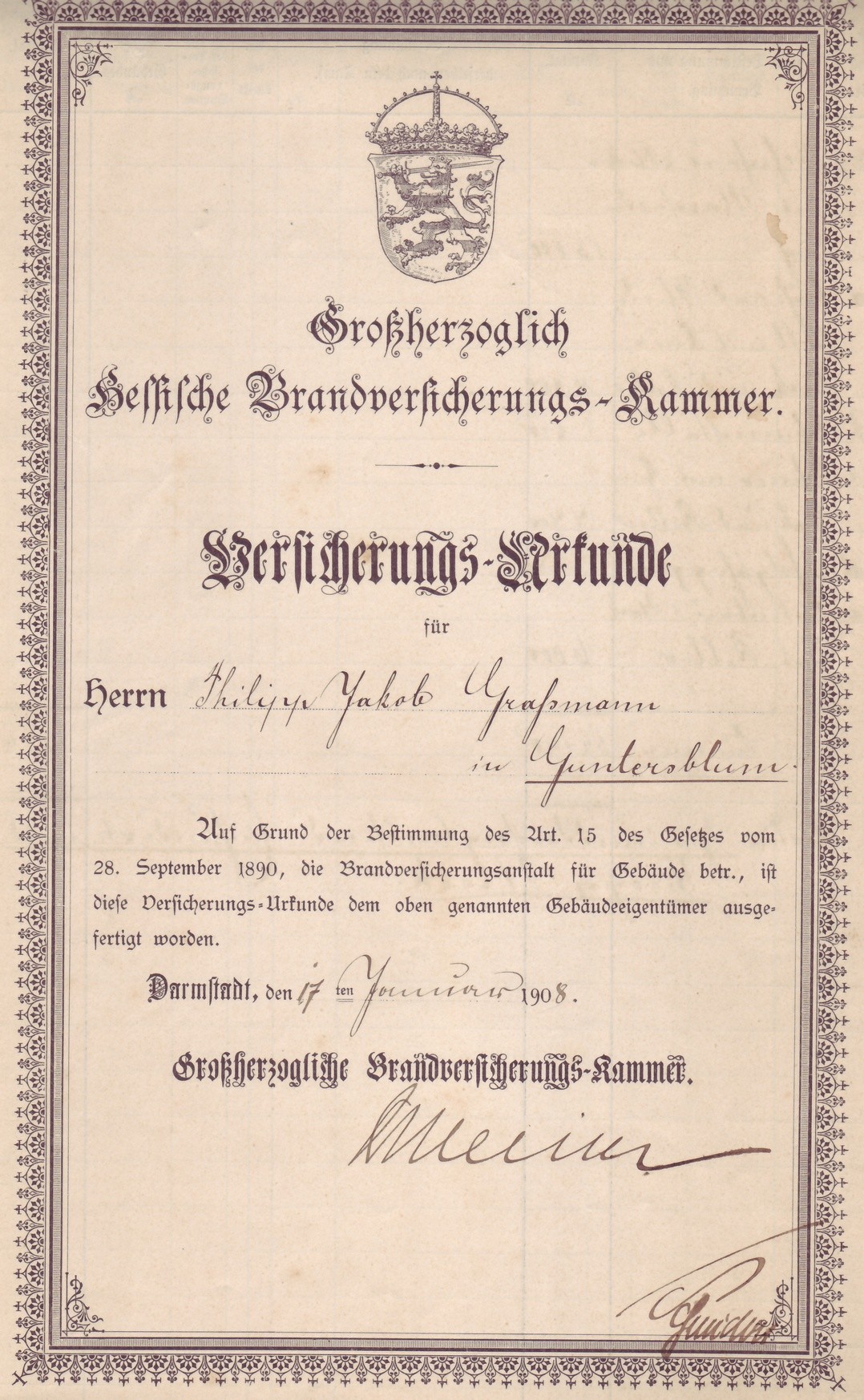 Feuerversicherungsunterlagen (1886-1955) (Kulturverein Guntersblum CC BY-NC-SA)