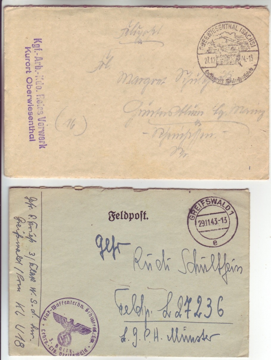 Feldpost Briefe 2. Weltkrieg der Familie Schultheiß (Kulturverein Guntersblum CC BY-NC-SA)