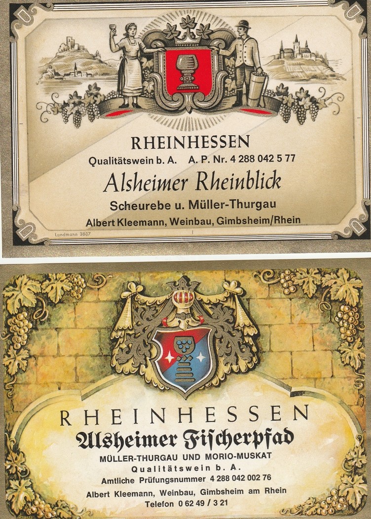 Weinetiketten, Albert Kleemann, Gimbsheim (Kulturverein Guntersblum CC BY-NC-SA)