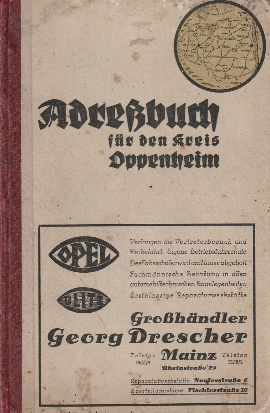 Adressbuch für den Kreis Oppenheim 1932 (Kulturverein Guntersblum CC BY-NC-SA)