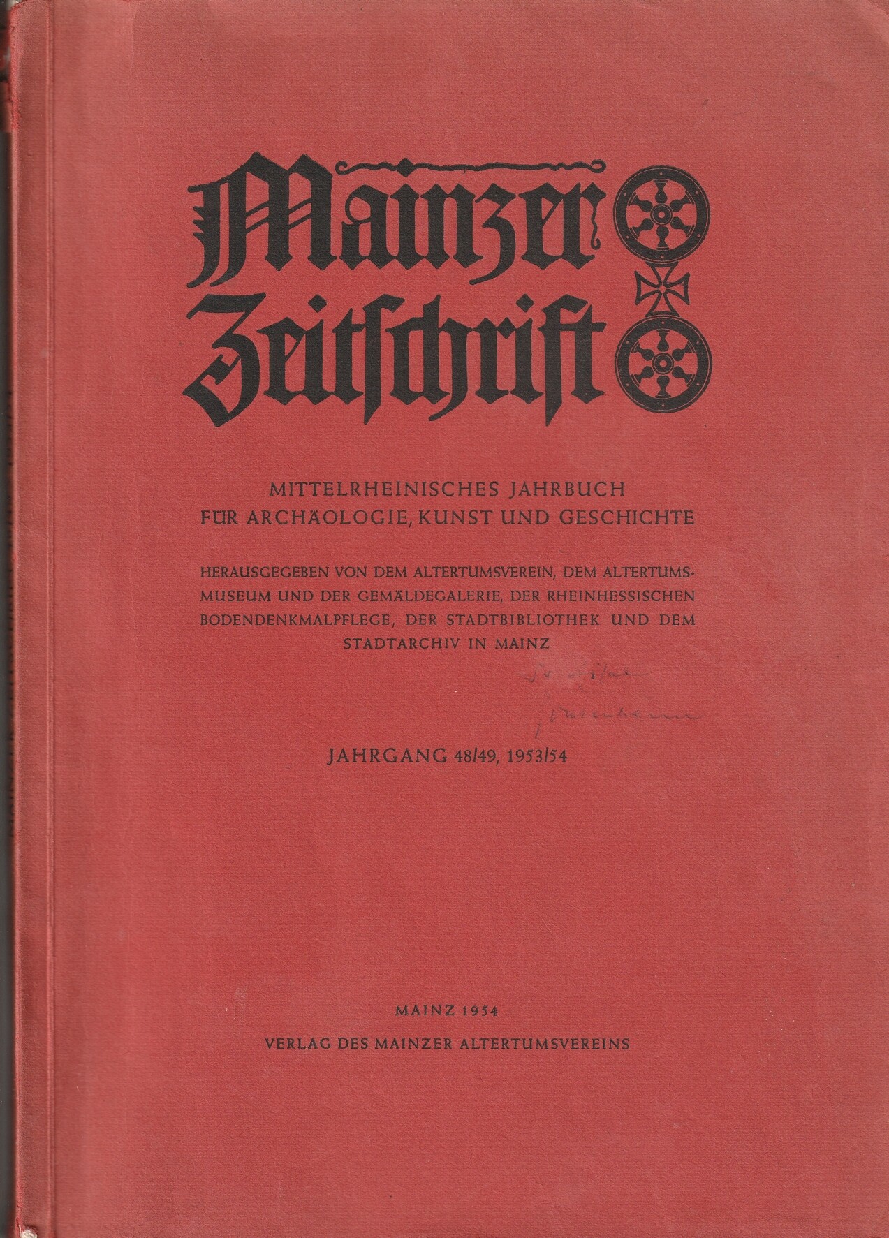 Mainzer Zeitschrift Jahrgang 48/49, 1953/54 (Kulturverein Guntersblum CC BY-NC-SA)