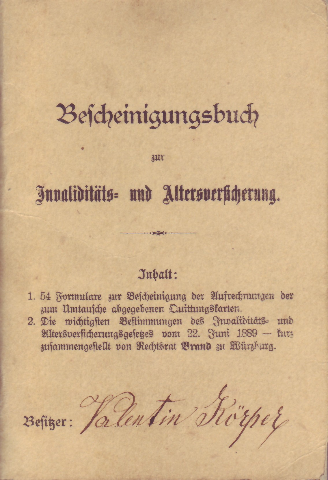 Versicherungs-Bescheinigungsbuch (Kulturverein Guntersblum CC BY-NC-SA)