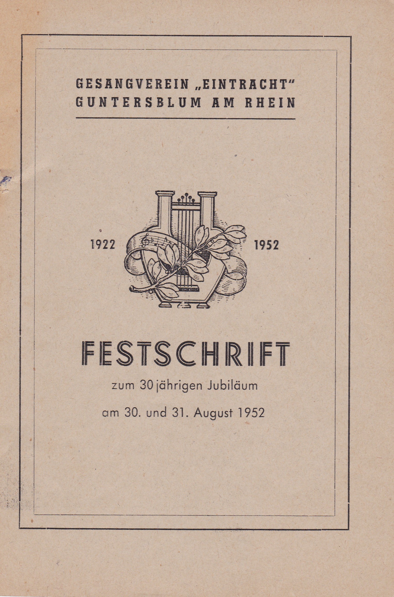30jähriges Jubiläum Gesangsverein "Eintracht" Guntersblum (Museum Guntersblum  im Kellerweg 20 CC BY-NC-SA)