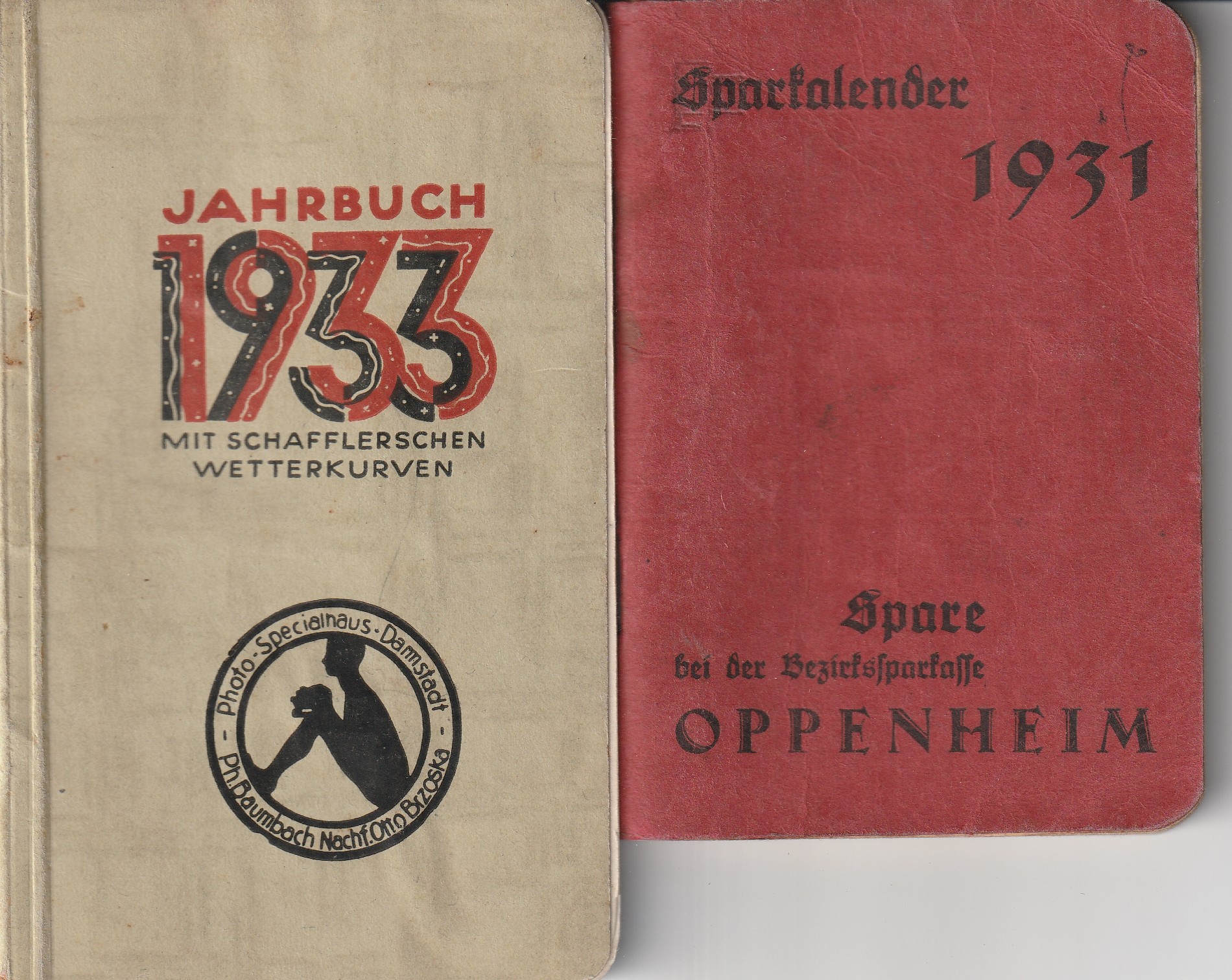 Jahrestaschenkalender 1931 und 1933 (Kulturverein Guntersblum CC BY-NC-SA)
