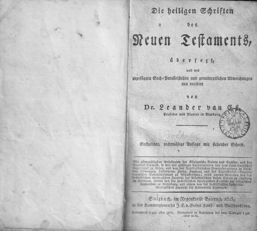 Die heiligen Schriften des Neuen Testaments 1823 (Kulturverein Guntersblum CC BY-NC-SA)