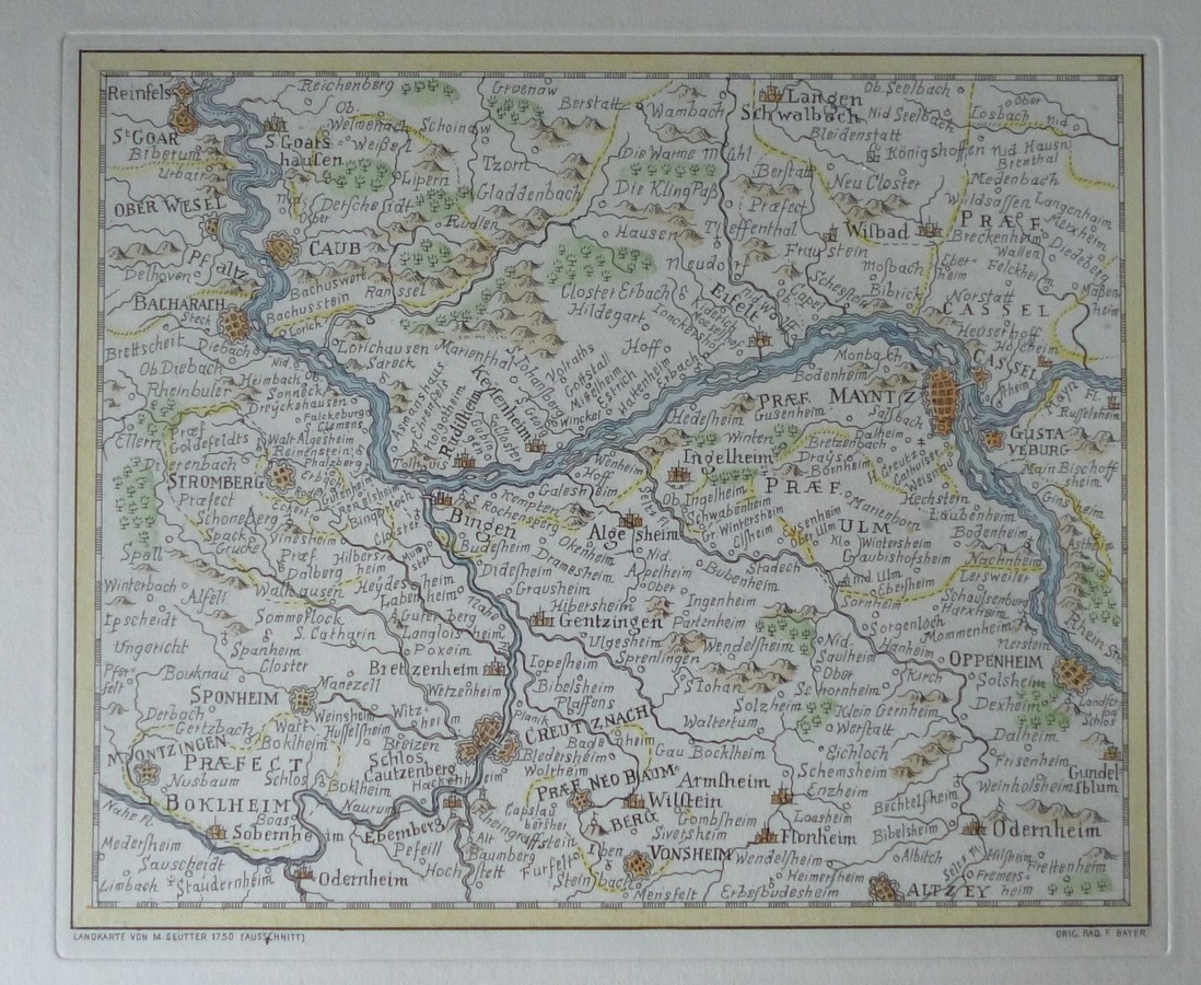Landkarte von 1750 (Kulturverein Guntersblum CC BY-NC-SA)