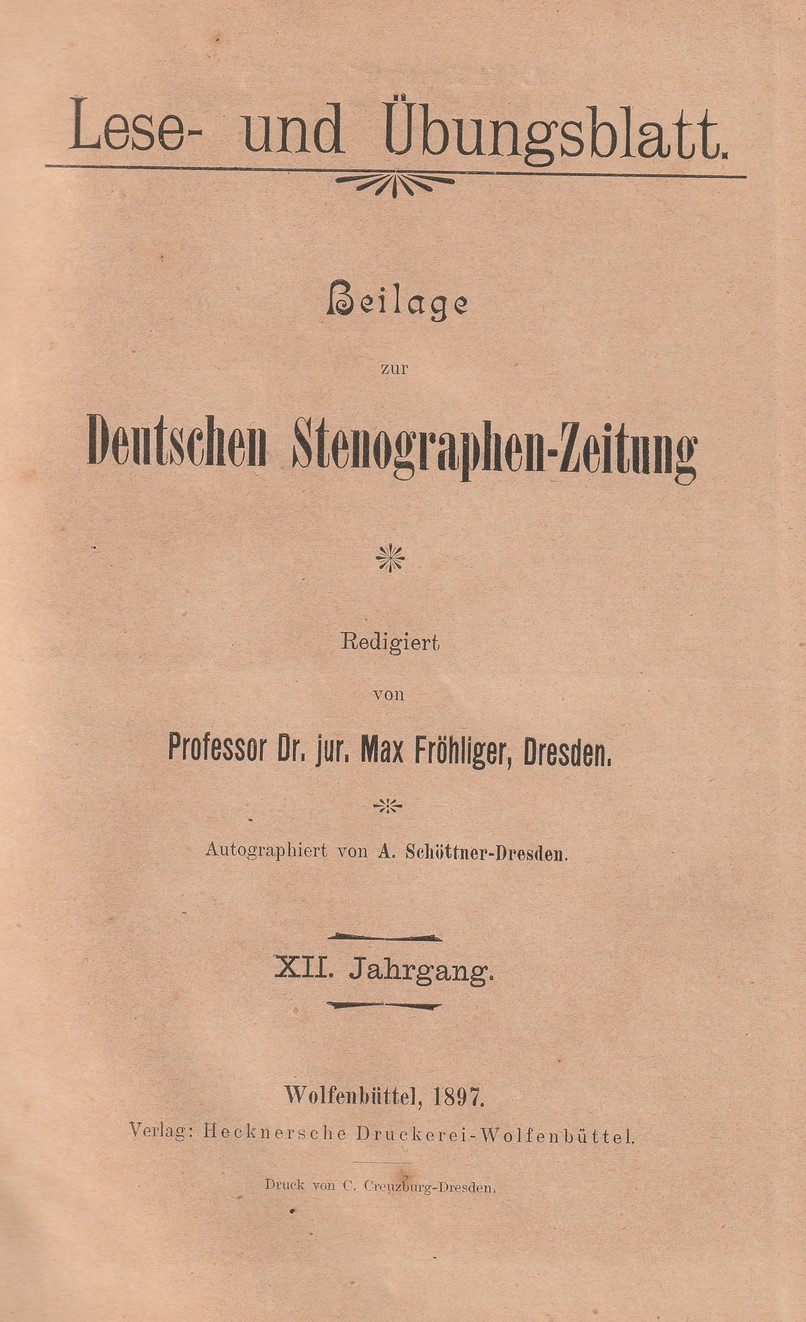 Beilage zur Deutschen Stenographen-Zeitung (Kulturverein Guntersblum CC BY-NC-SA)