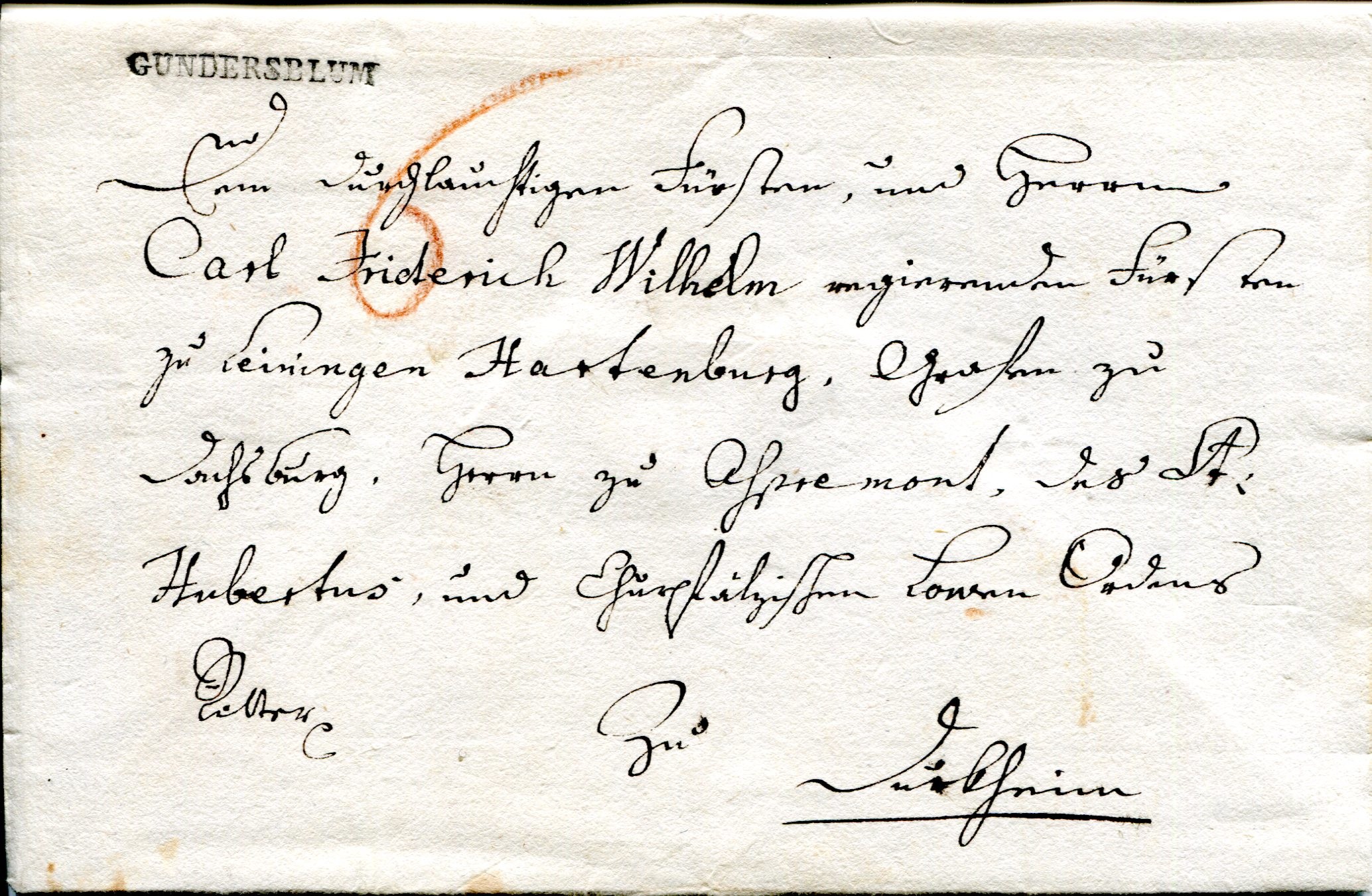Vorphila Brief mit Stempel "GUNDERSBLUM" (Kulturverein Guntersblum CC BY-NC-SA)
