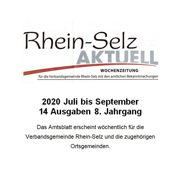 2020 Juli bis September Rhein-Selz Aktuell Wochenzeitung für die VG Rhein-Selz (Kulturverein Guntersblum CC BY-NC-SA)